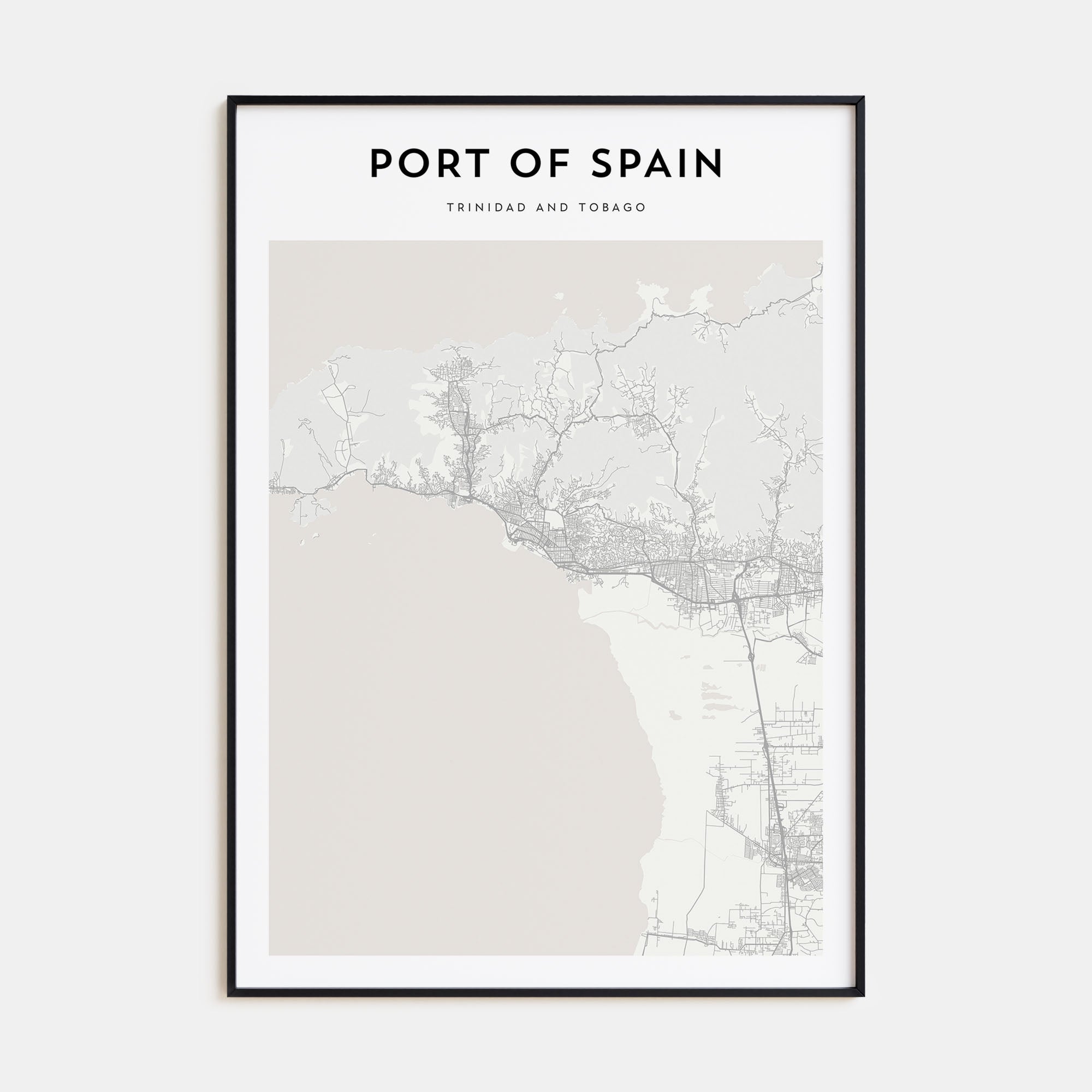 Port of Spain Map Portrait Poster