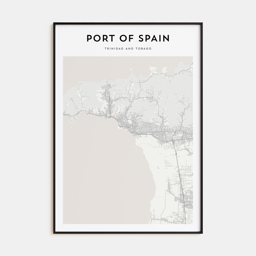 Port of Spain Map Portrait Poster