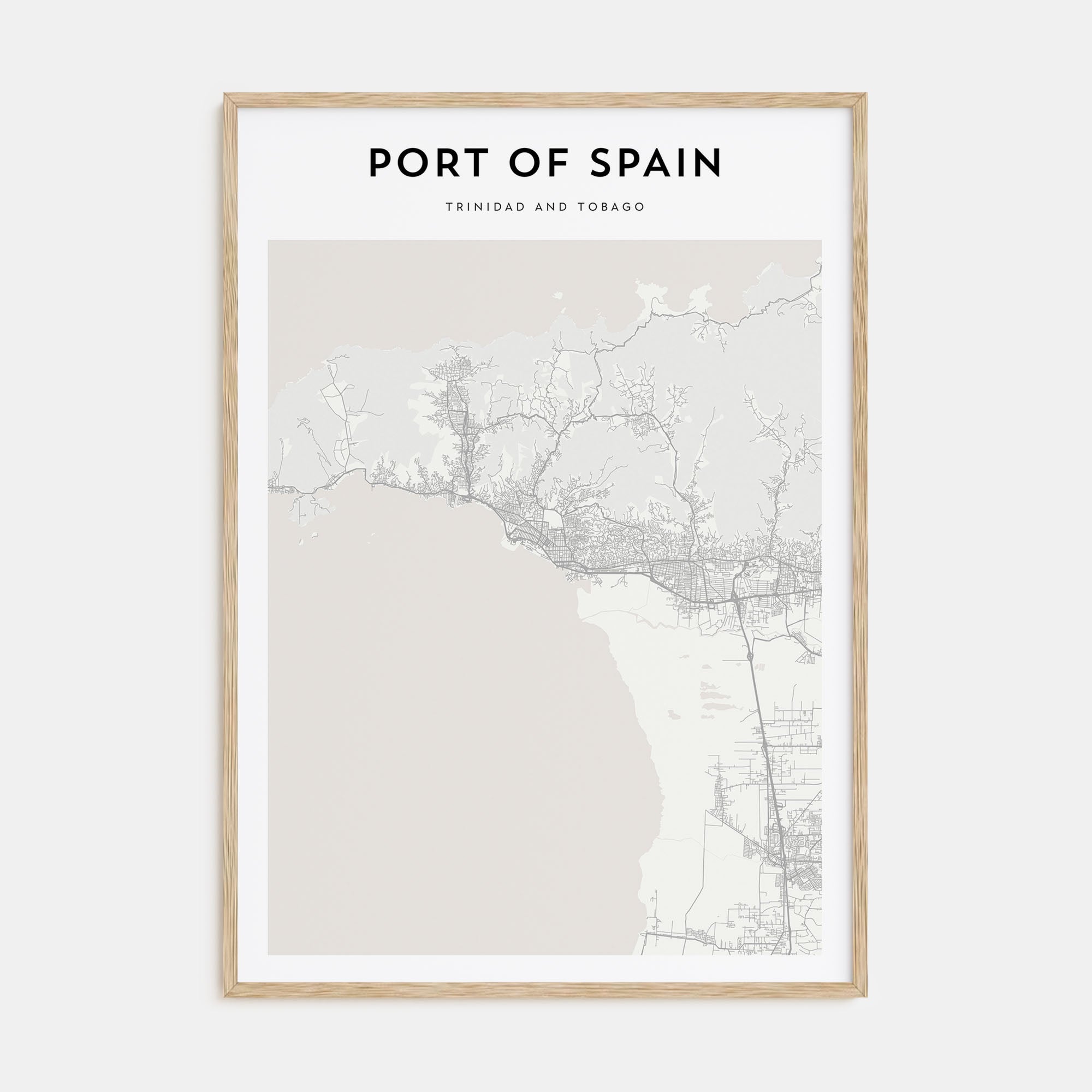Port of Spain Map Portrait Poster