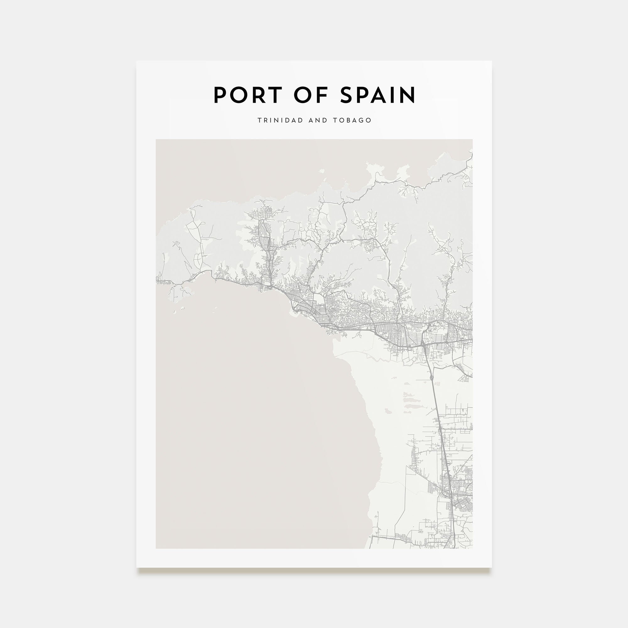 Port of Spain Map Portrait Poster