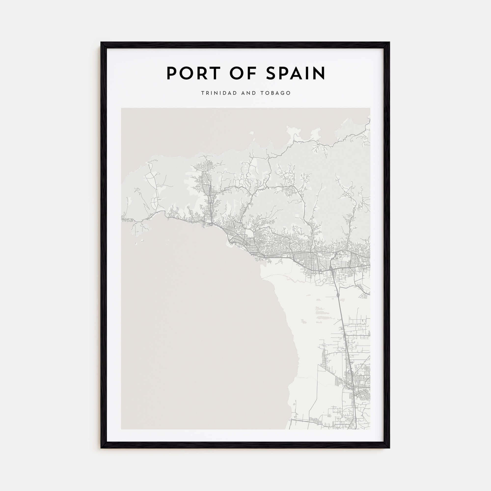 Port of Spain Map Portrait Poster