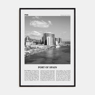 Port of Spain Travel B&W Poster