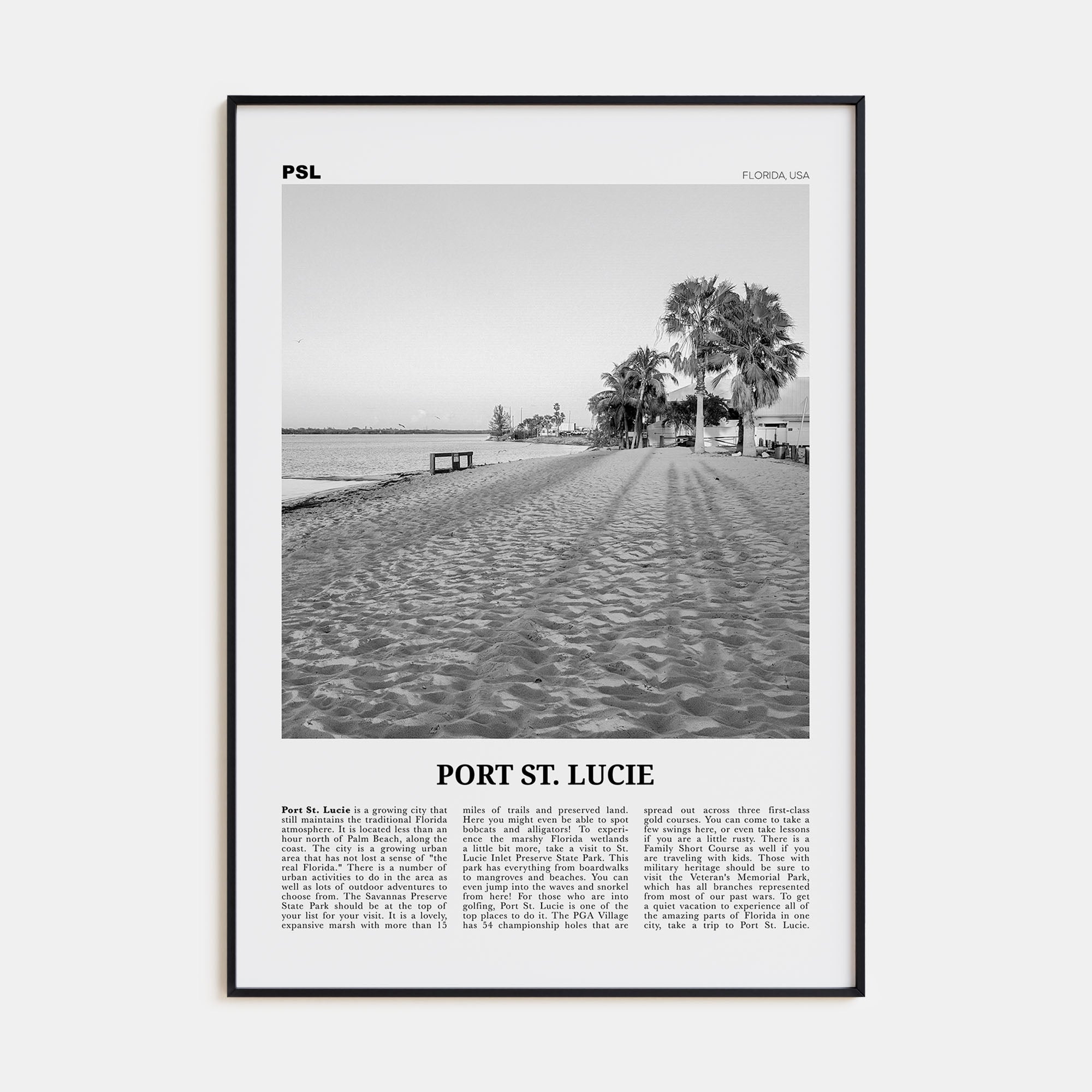 Port St. Lucie Travel B&W Poster