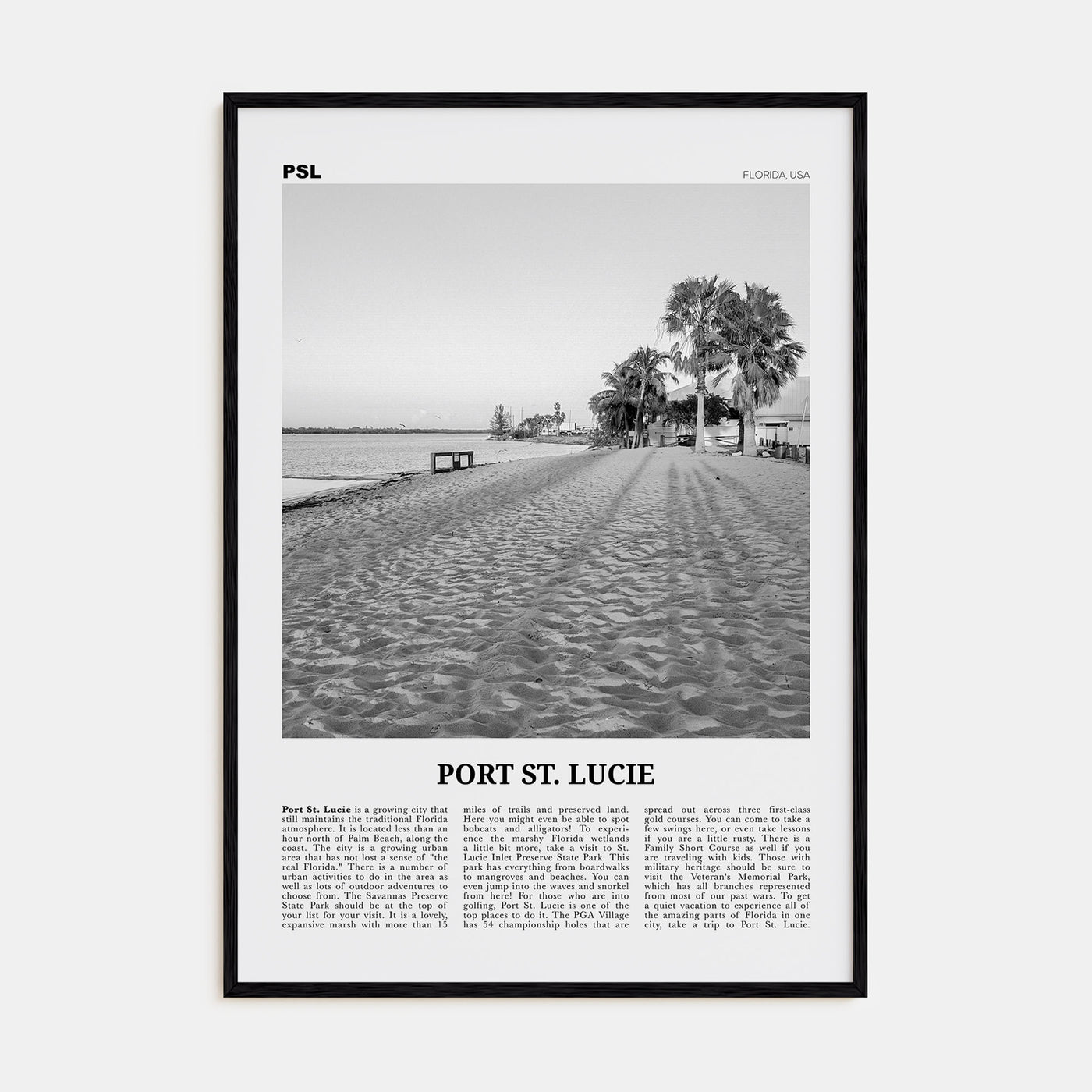 Port St. Lucie Travel B&W Poster