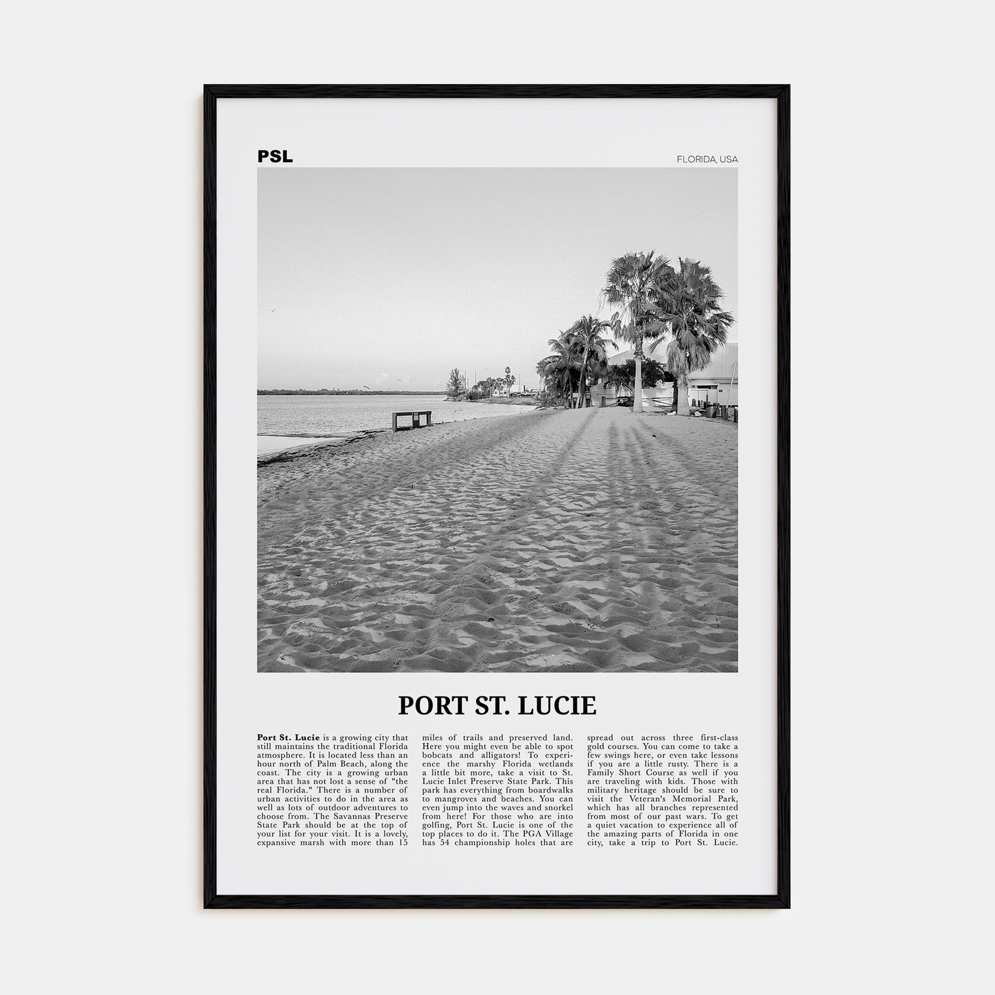 Port St. Lucie Travel B&W Poster