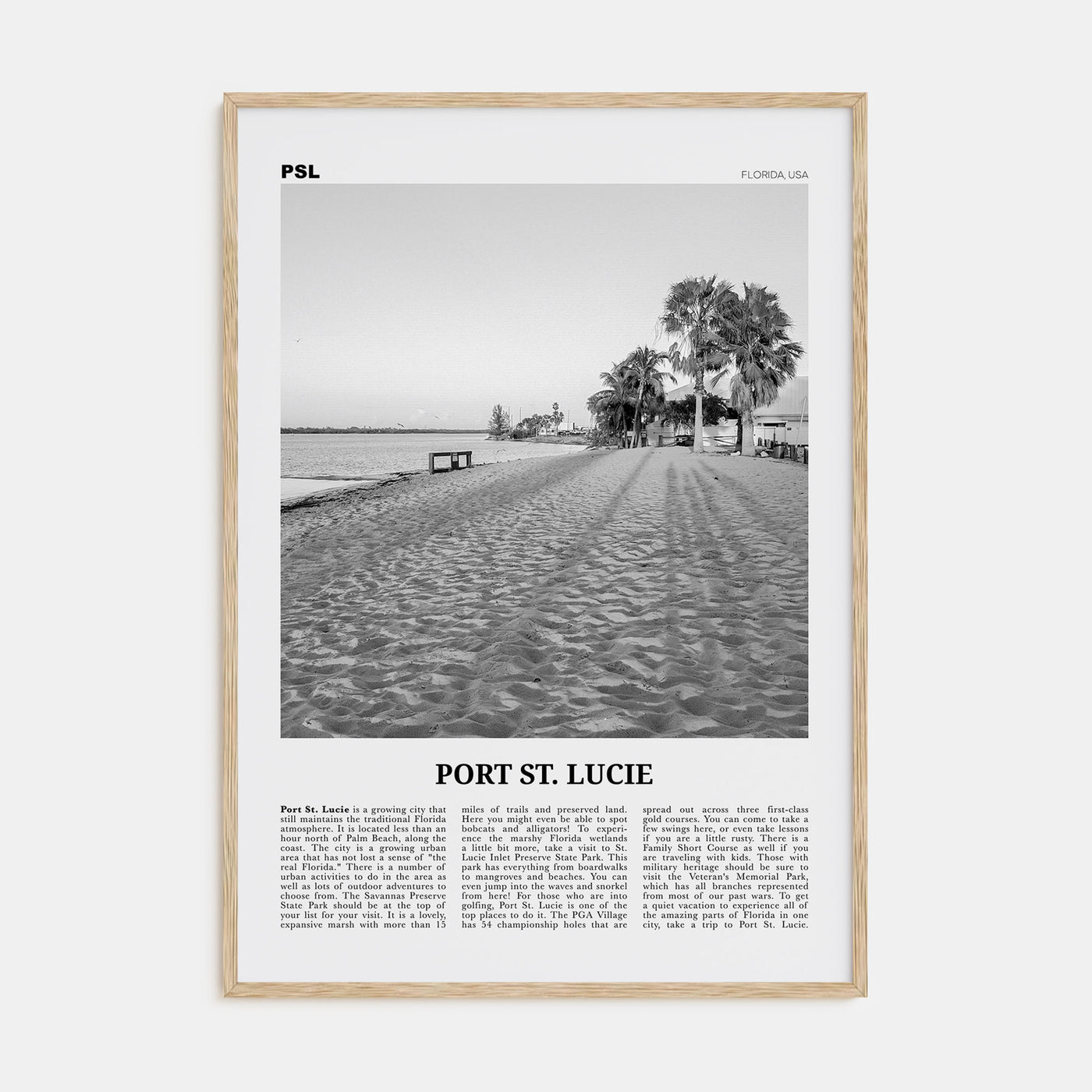 Port St. Lucie Travel B&W Poster