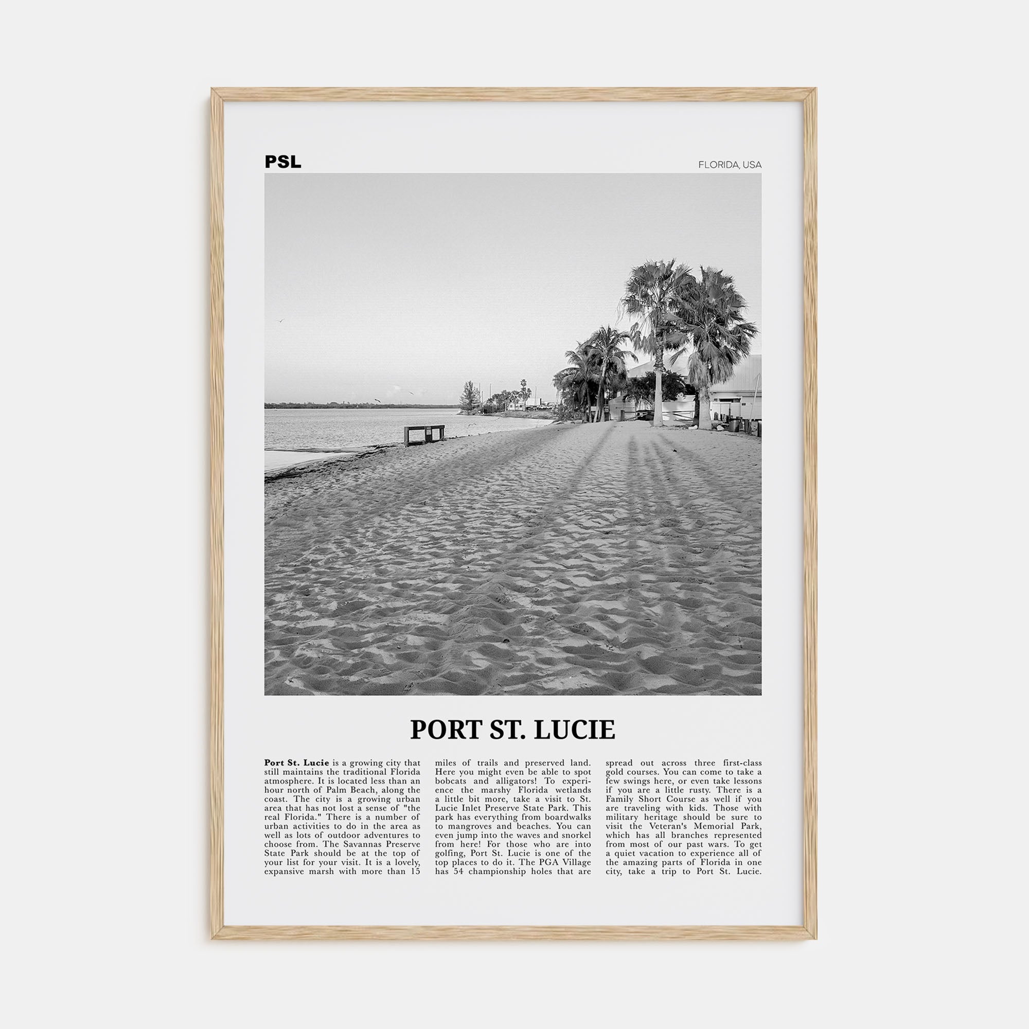 Port St. Lucie Travel B&W Poster