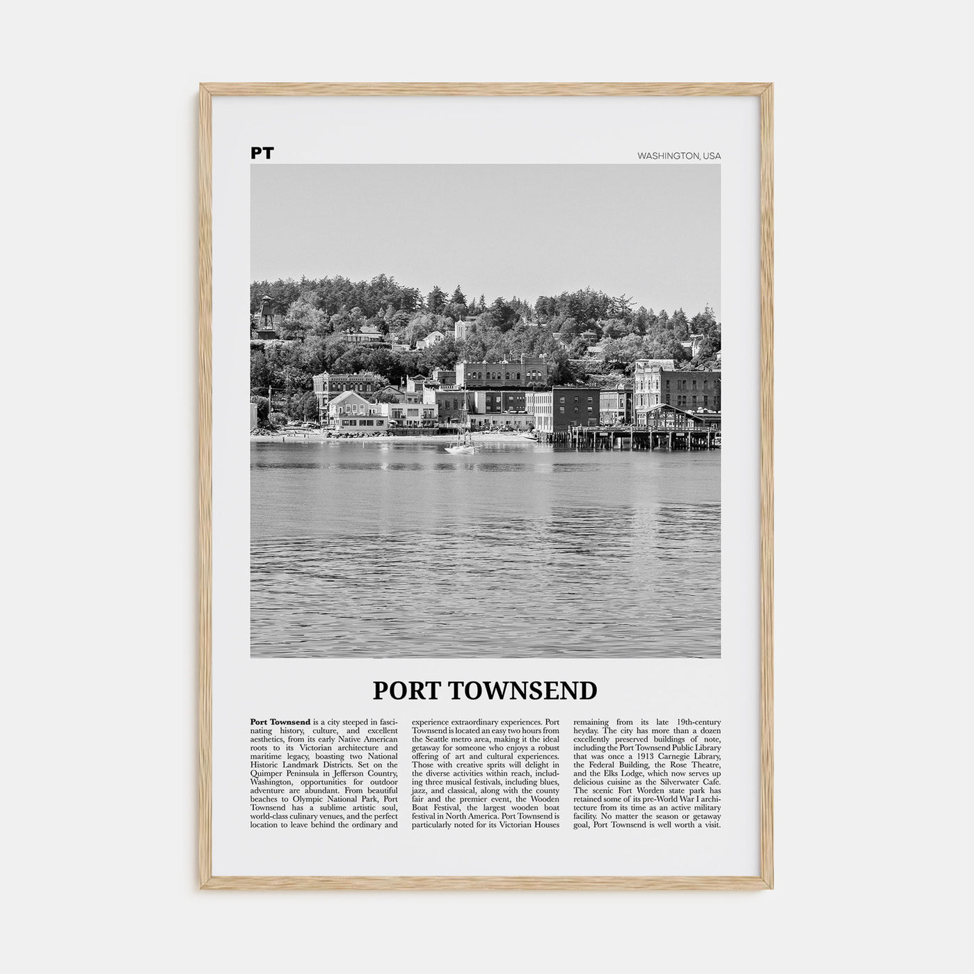 Port Townsend Travel B&W Poster