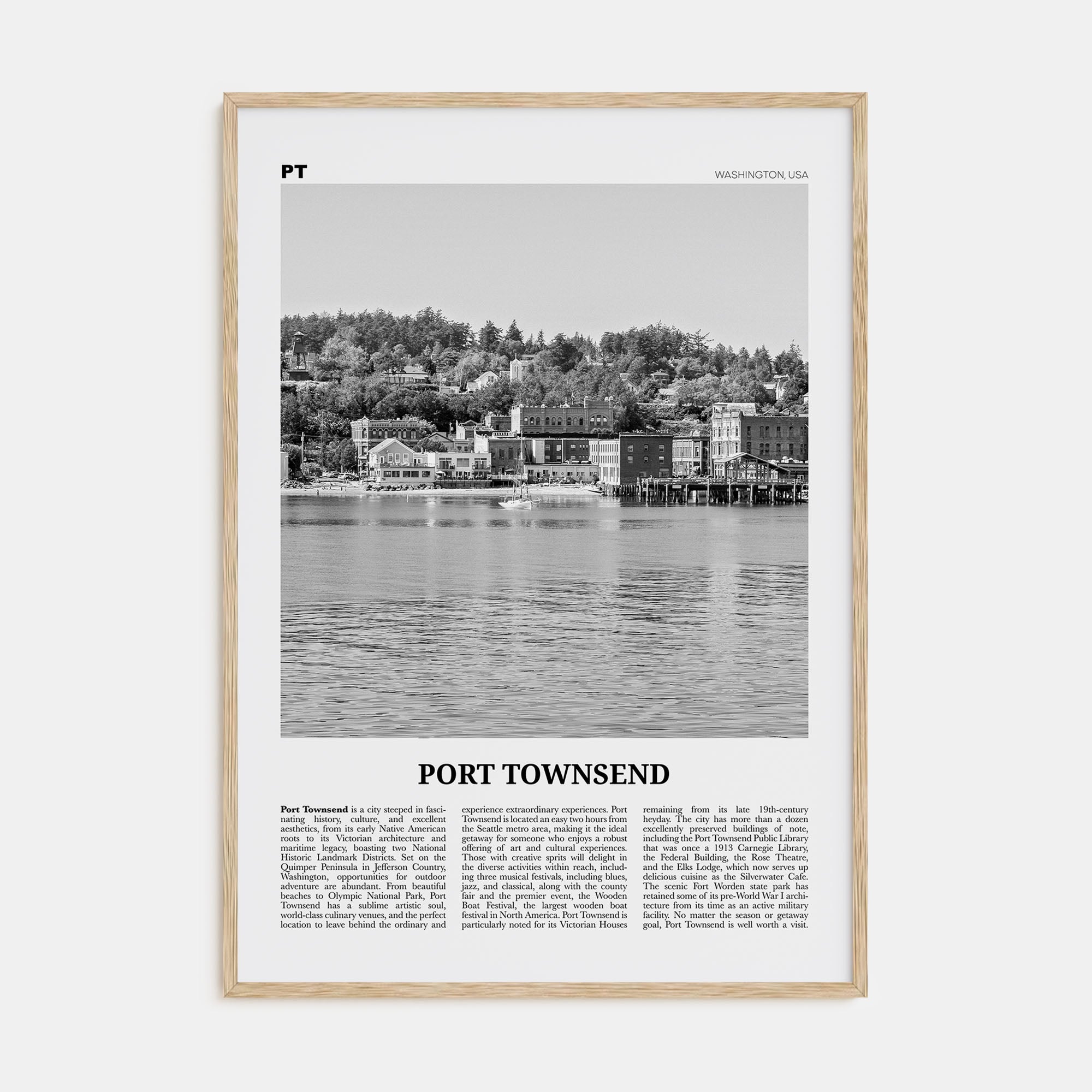 Port Townsend Travel B&W Poster