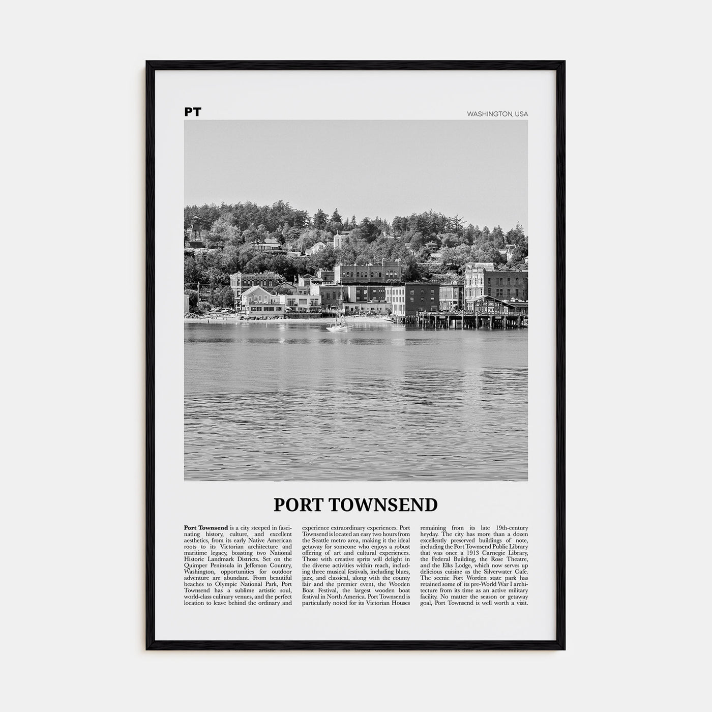 Port Townsend Travel B&W Poster