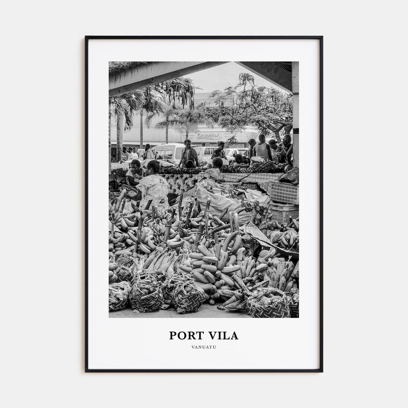 Port Vila Portrait B&W Poster