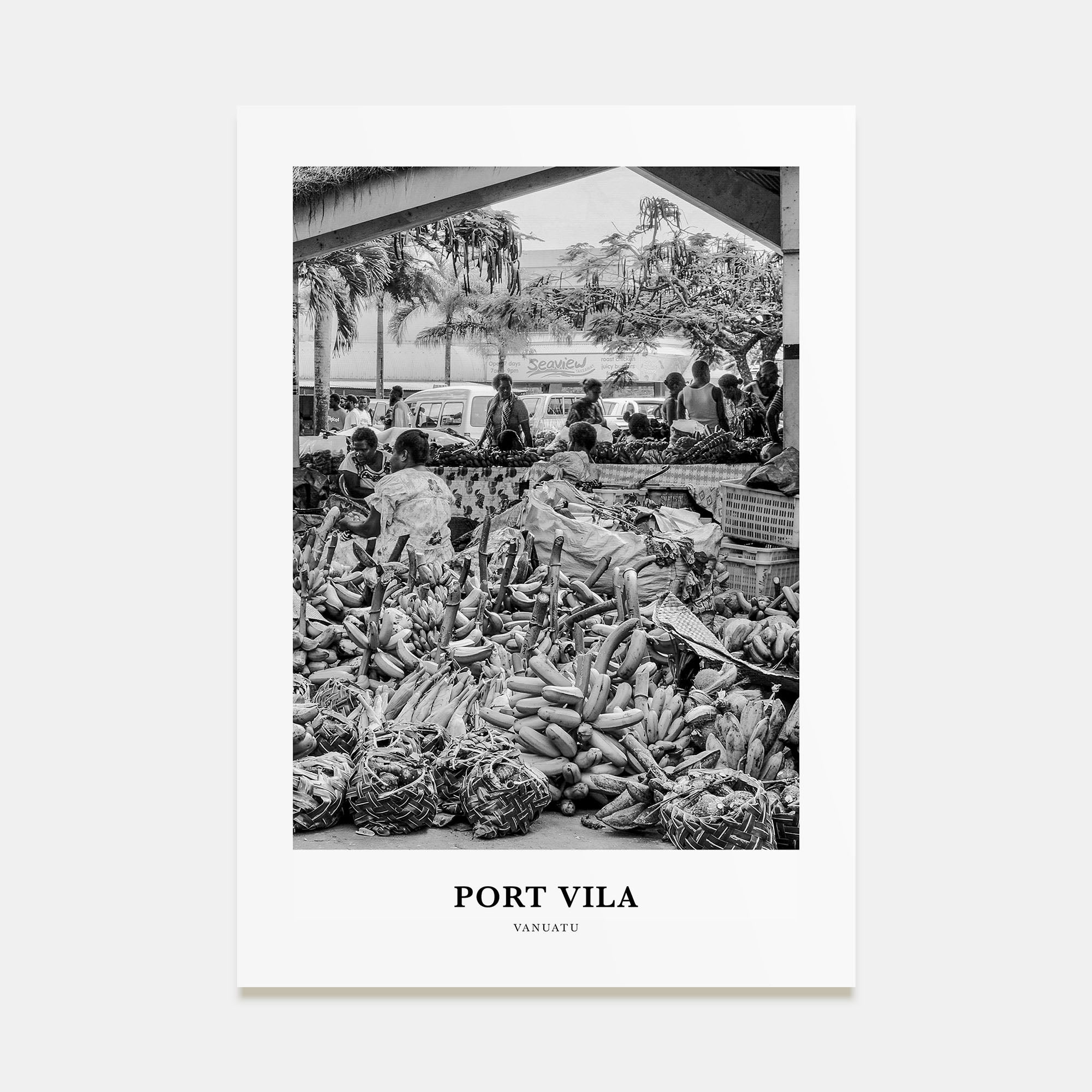 Port Vila Portrait B&W Poster