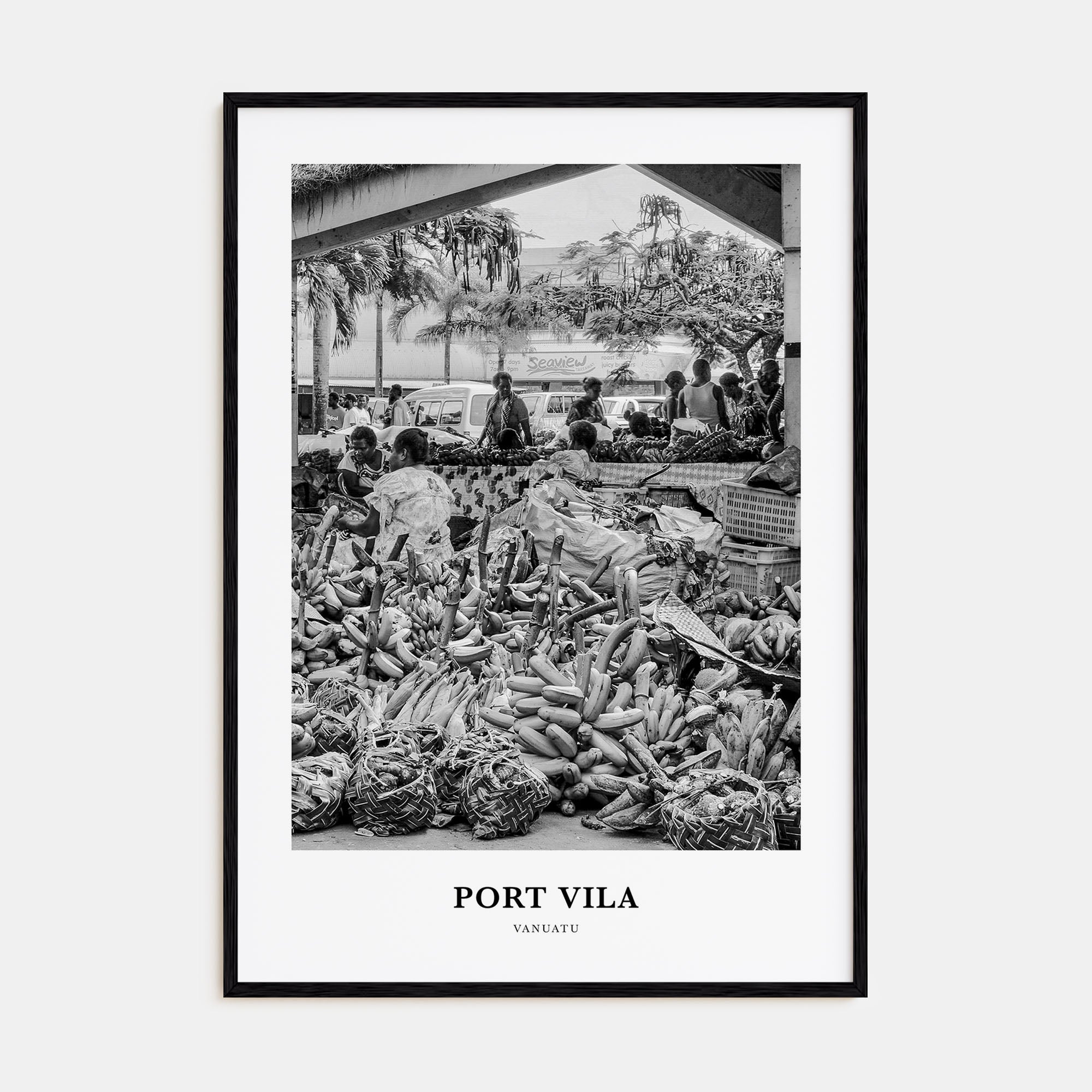 Port Vila Portrait B&W Poster
