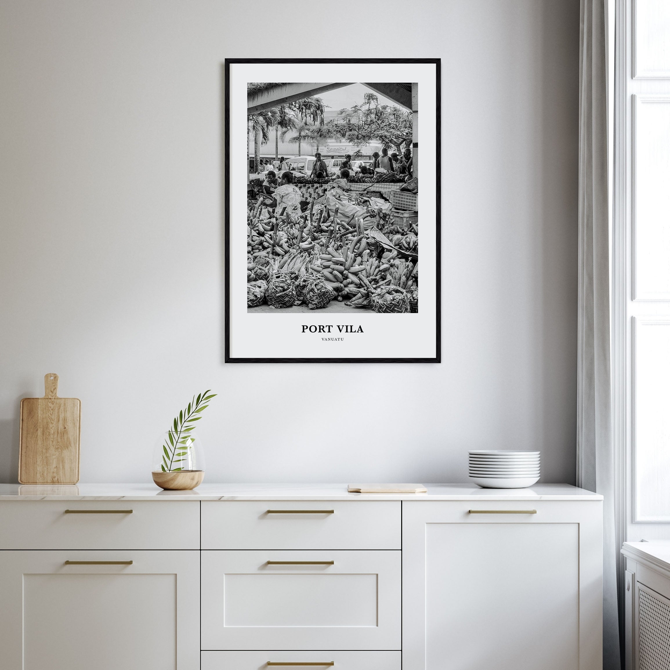 Port Vila Portrait B&W Poster