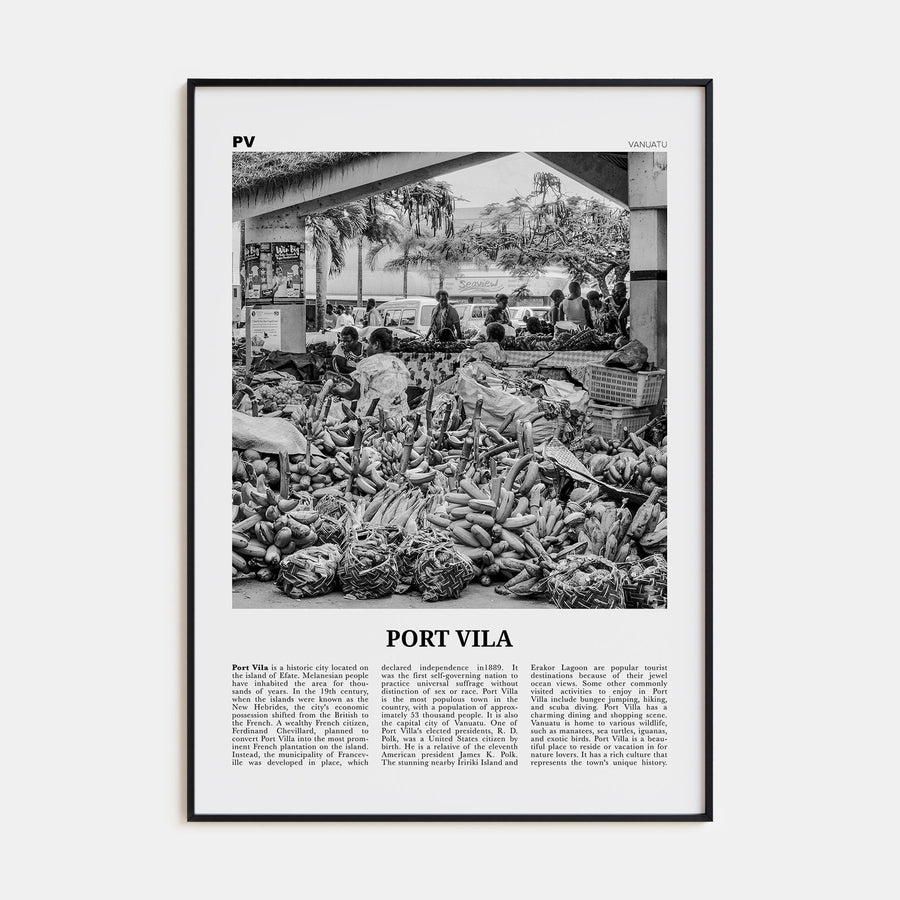 Port Vila Travel B&W Poster
