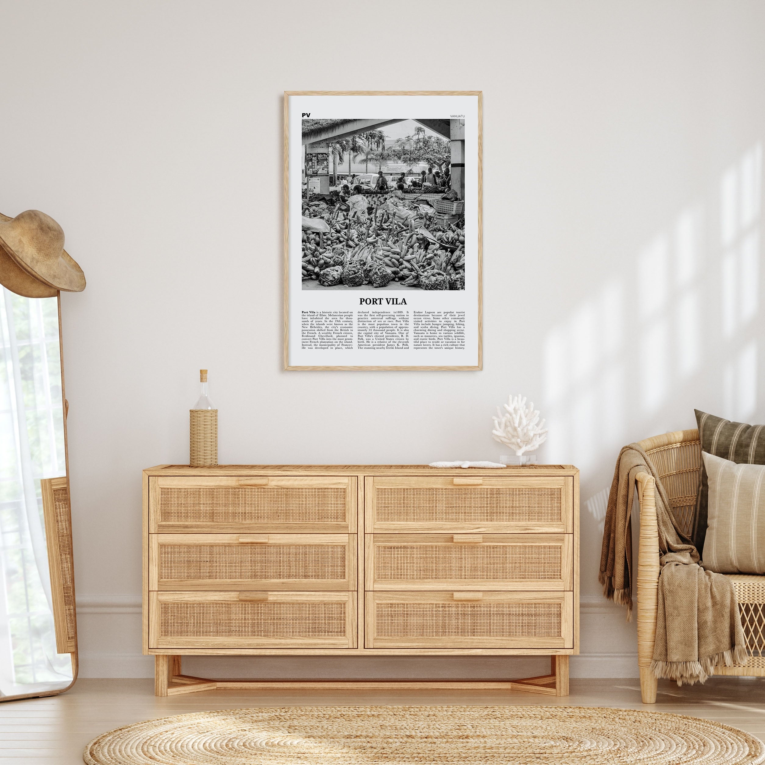 Port Vila Travel B&W Poster