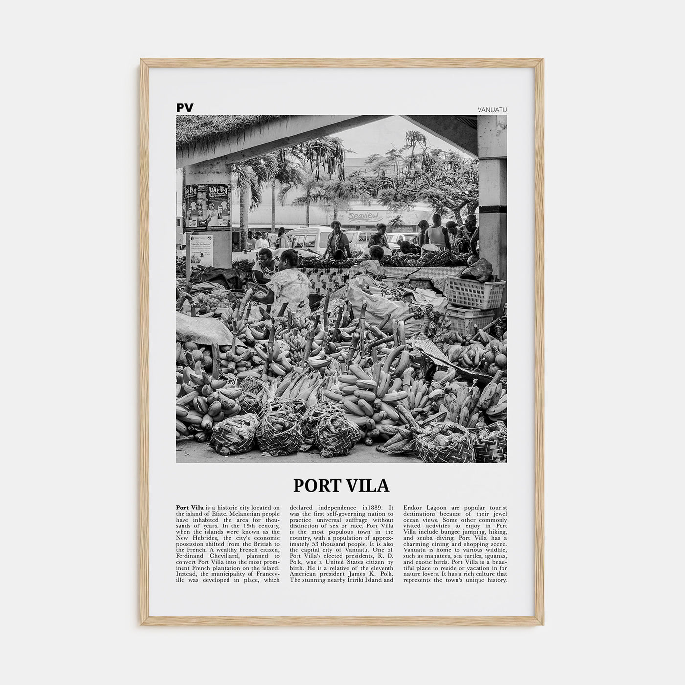 Port Vila Travel B&W Poster