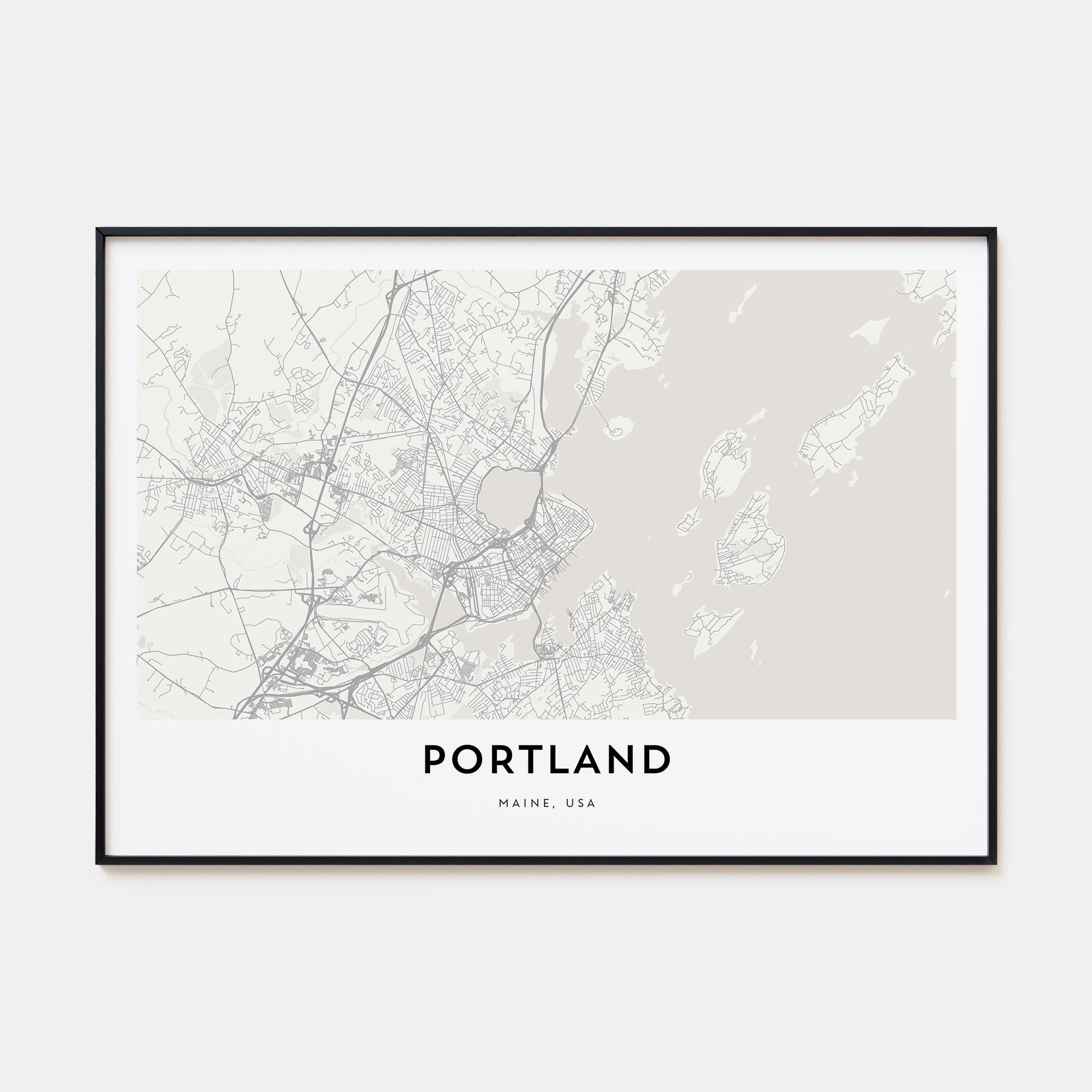 Portland, Maine Map Landscape Poster