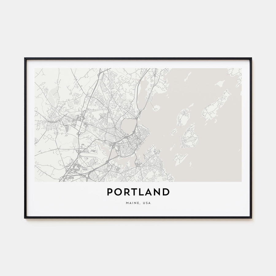 Portland, Maine Map Landscape Poster