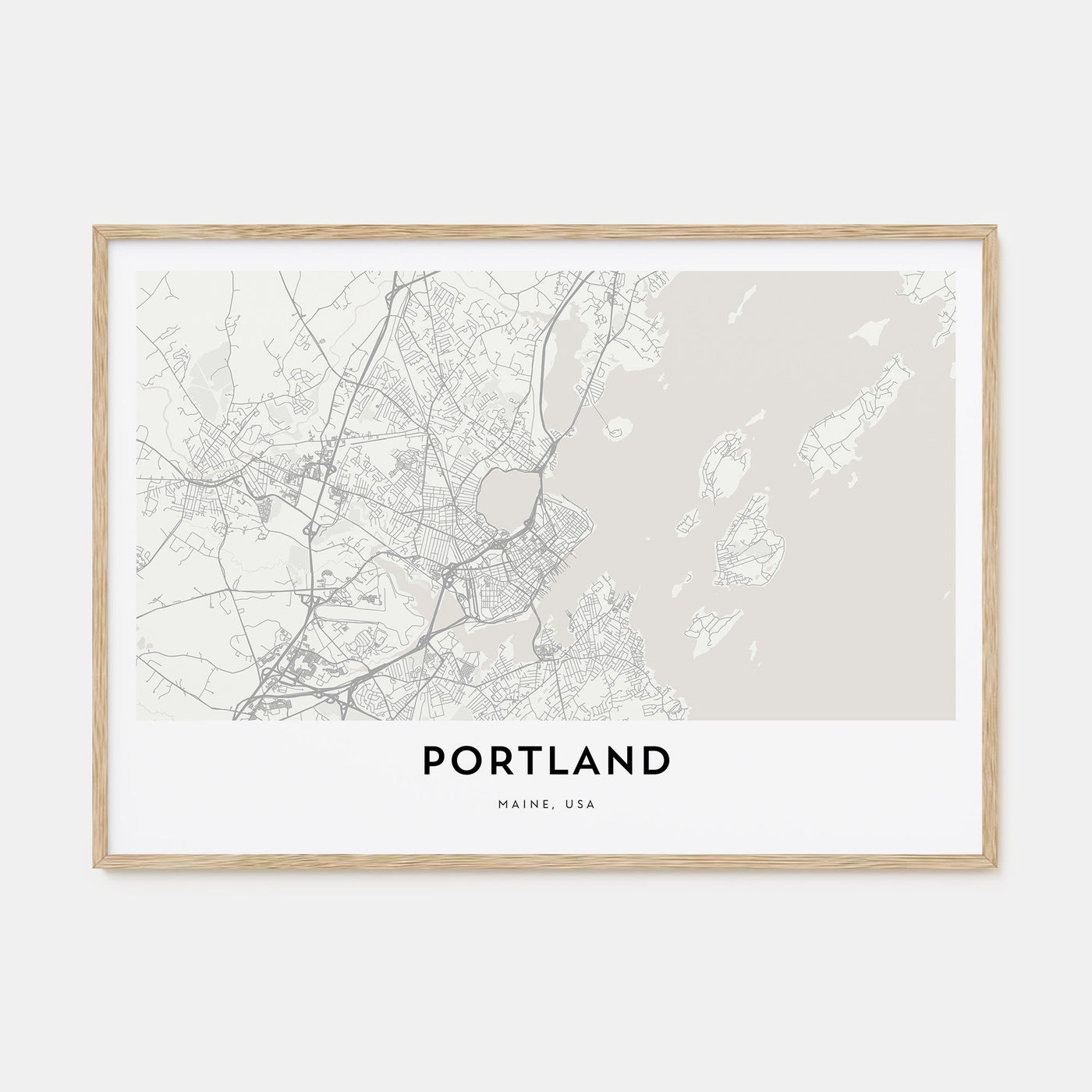 Portland, Maine Map Landscape Poster