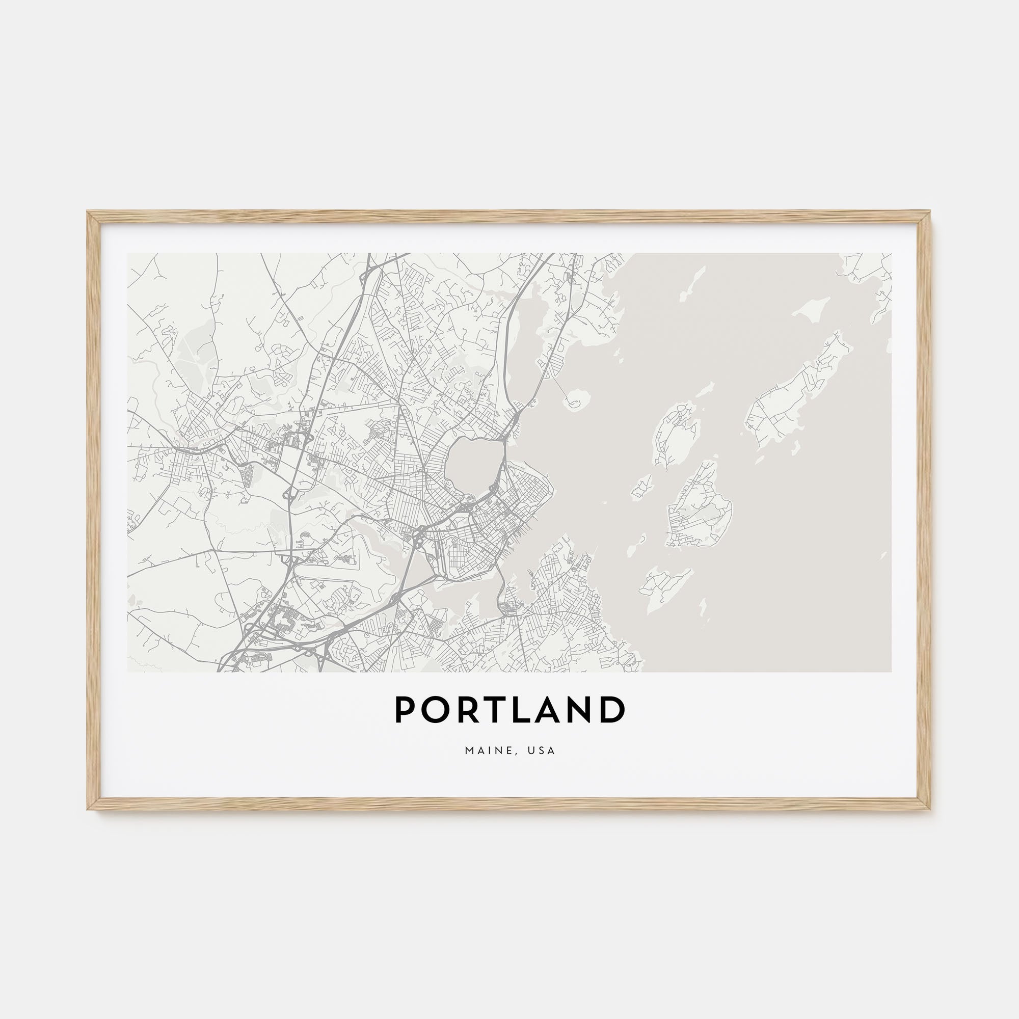 Portland, Maine Map Landscape Poster
