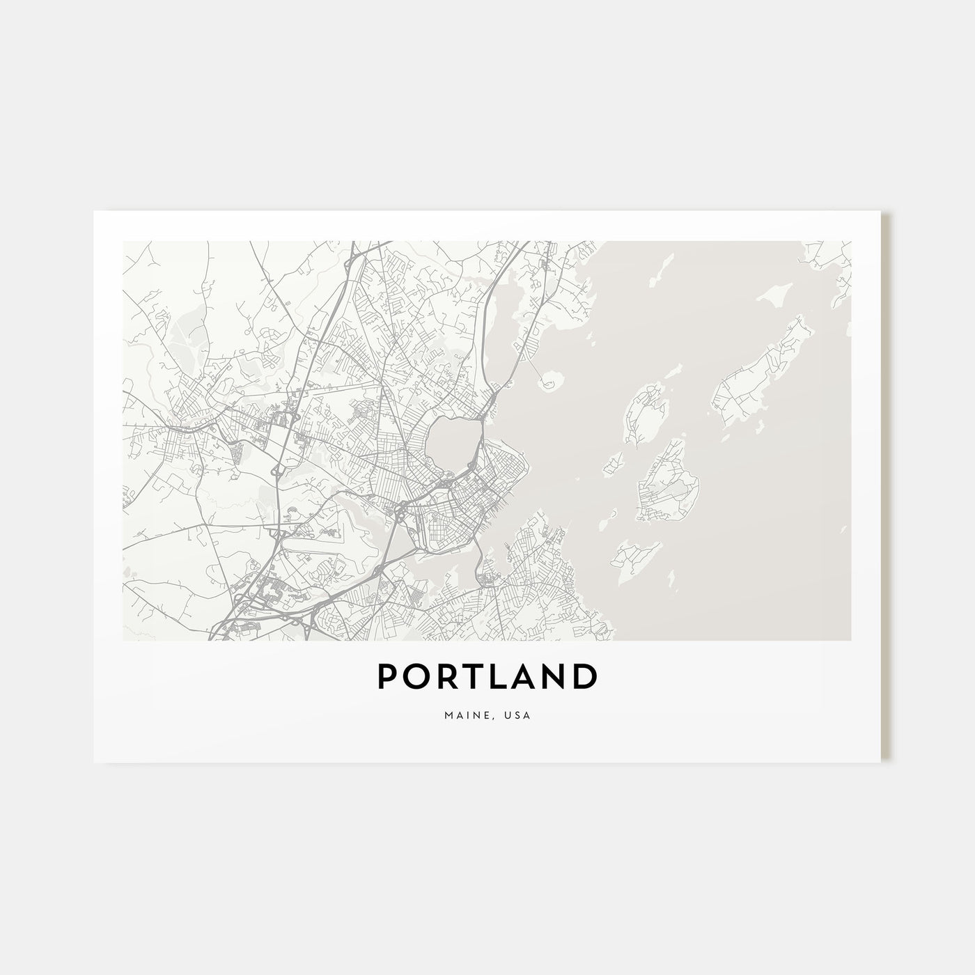 Portland, Maine Map Landscape Poster