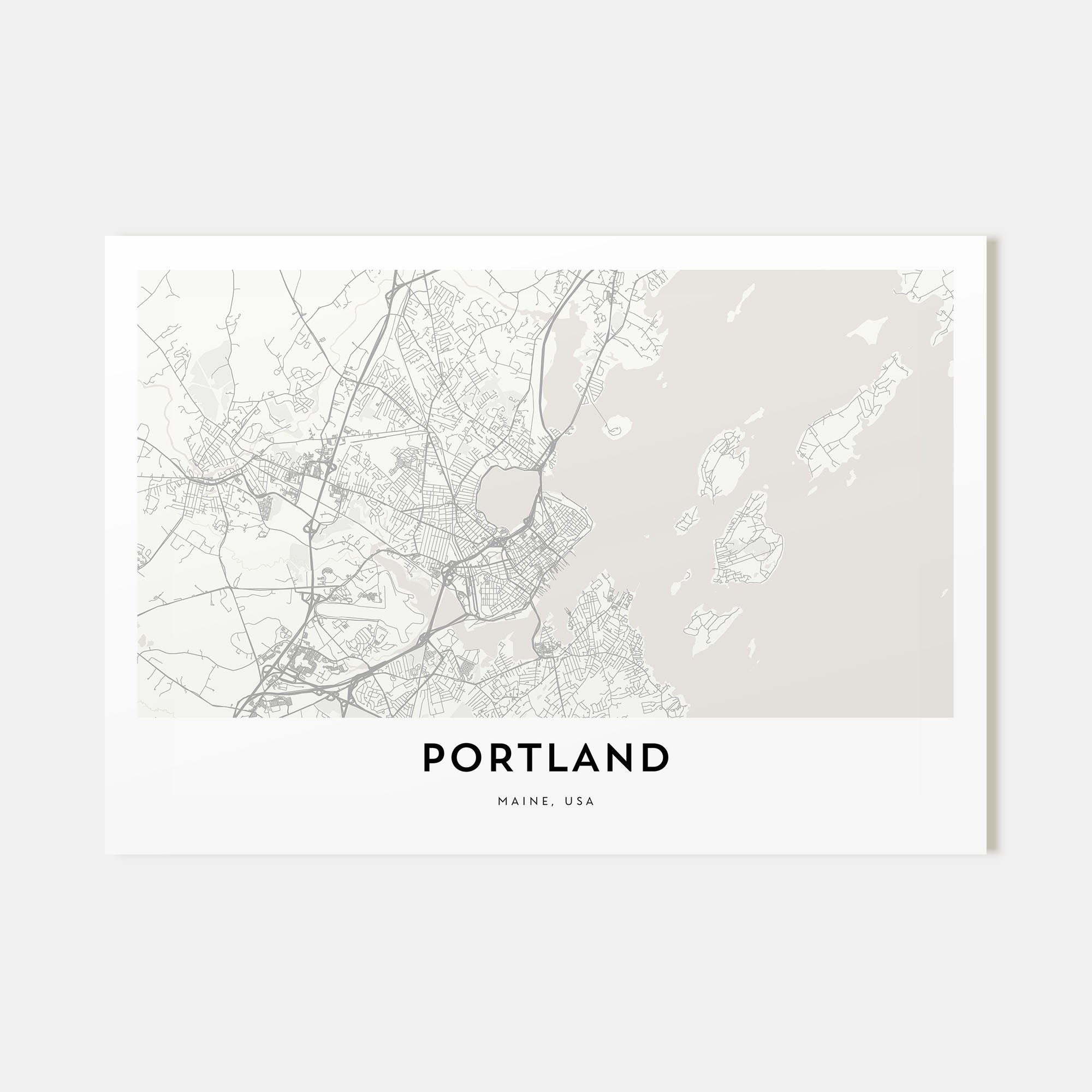 Portland, Maine Map Landscape Poster