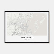 Portland, Maine Map Landscape Poster