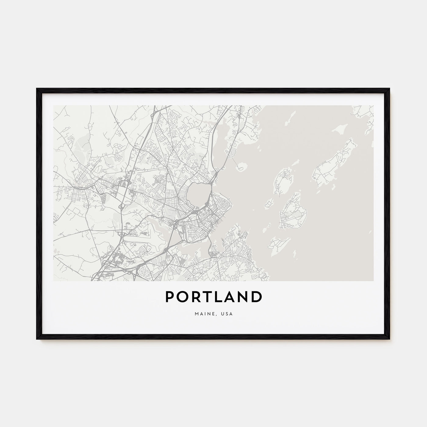 Portland, Maine Map Landscape Poster