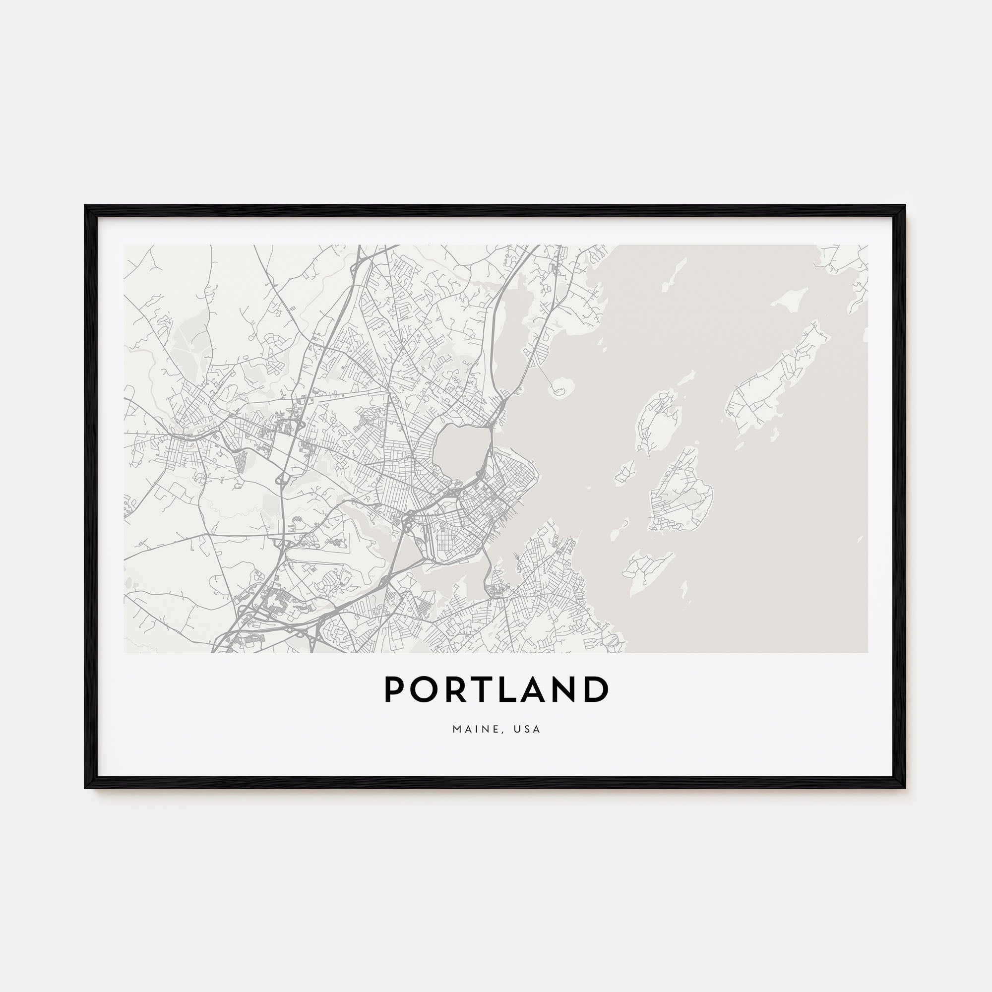 Portland, Maine Map Landscape Poster