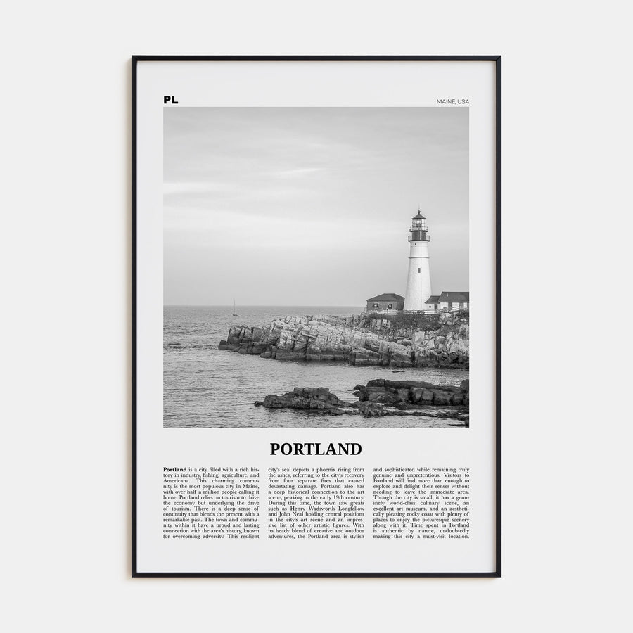Portland, Maine Travel B&W Poster