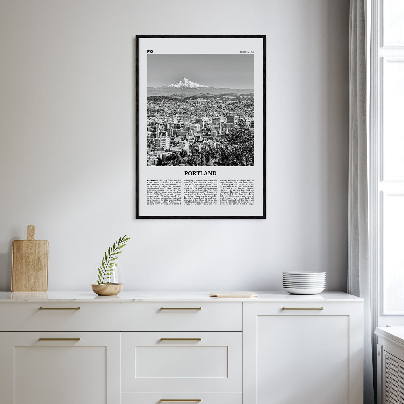 Portland, Oregon Travel B&W No 1 Poster