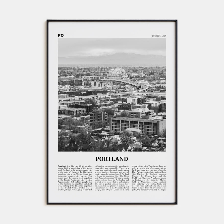 Portland, Oregon Travel B&W No 2 Poster