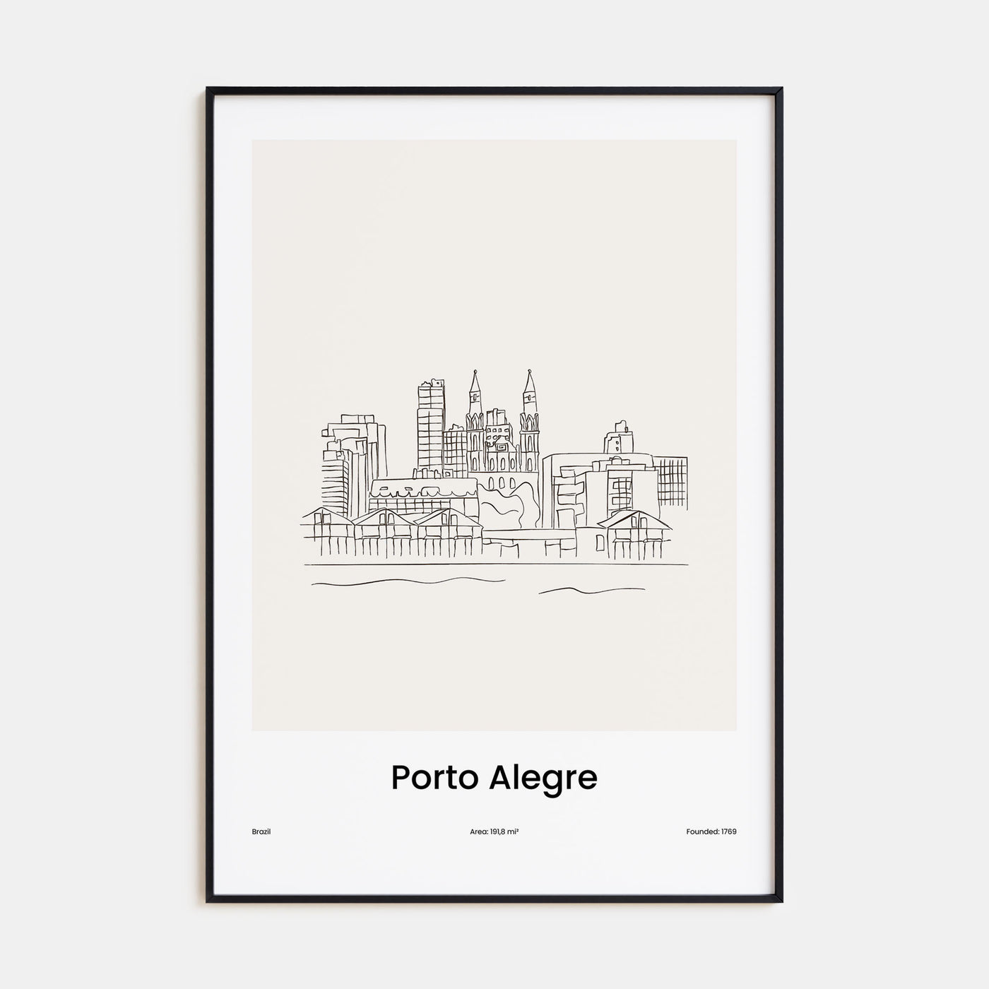Porto Alegre Drawn Poster