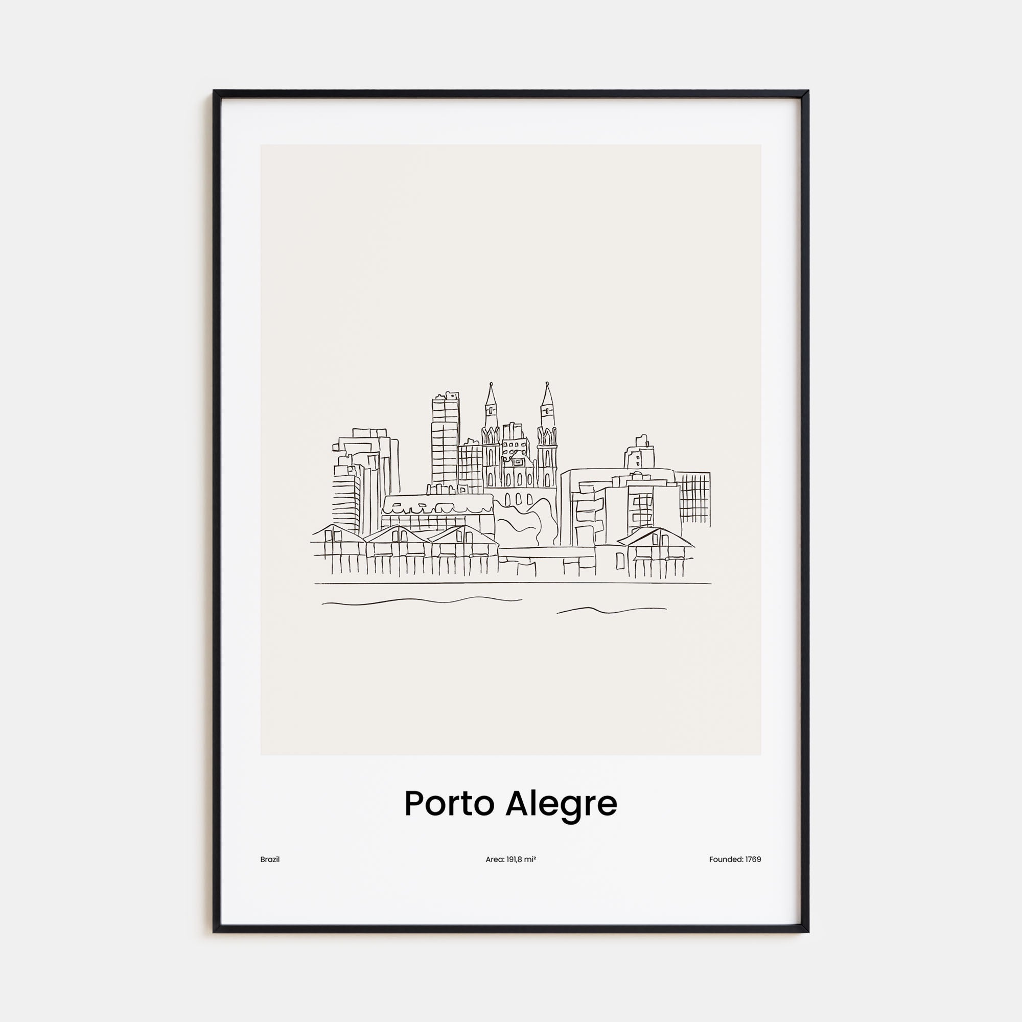 Porto Alegre Drawn Poster