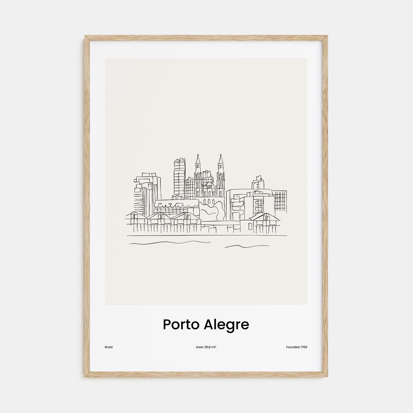 Porto Alegre Drawn Poster