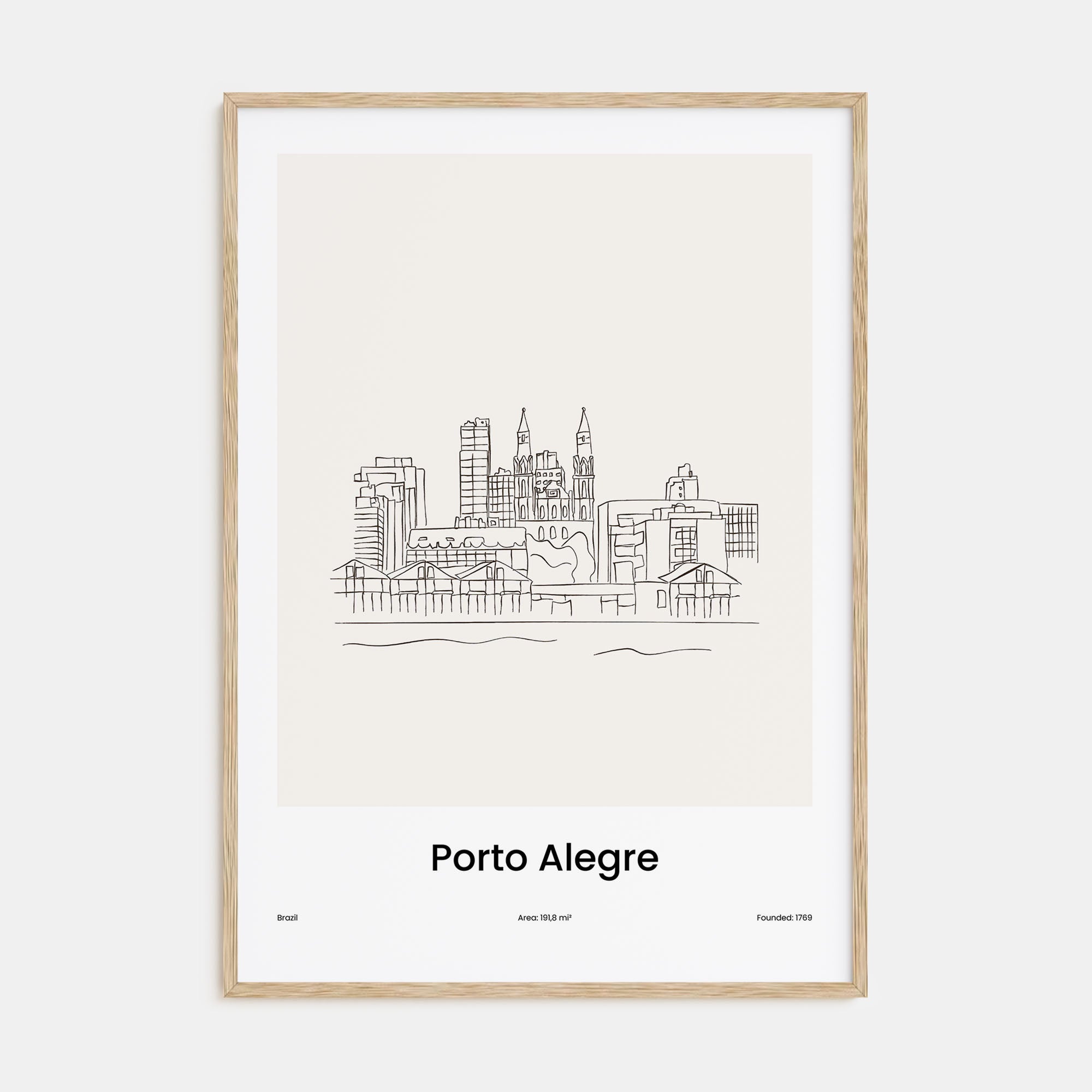 Porto Alegre Drawn Poster