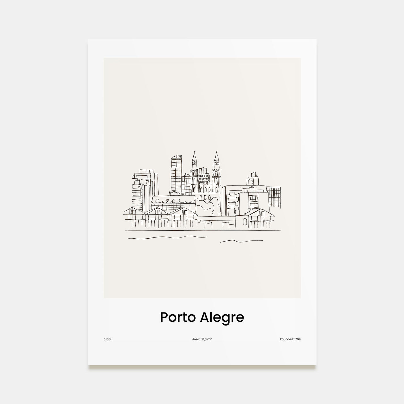 Porto Alegre Drawn Poster