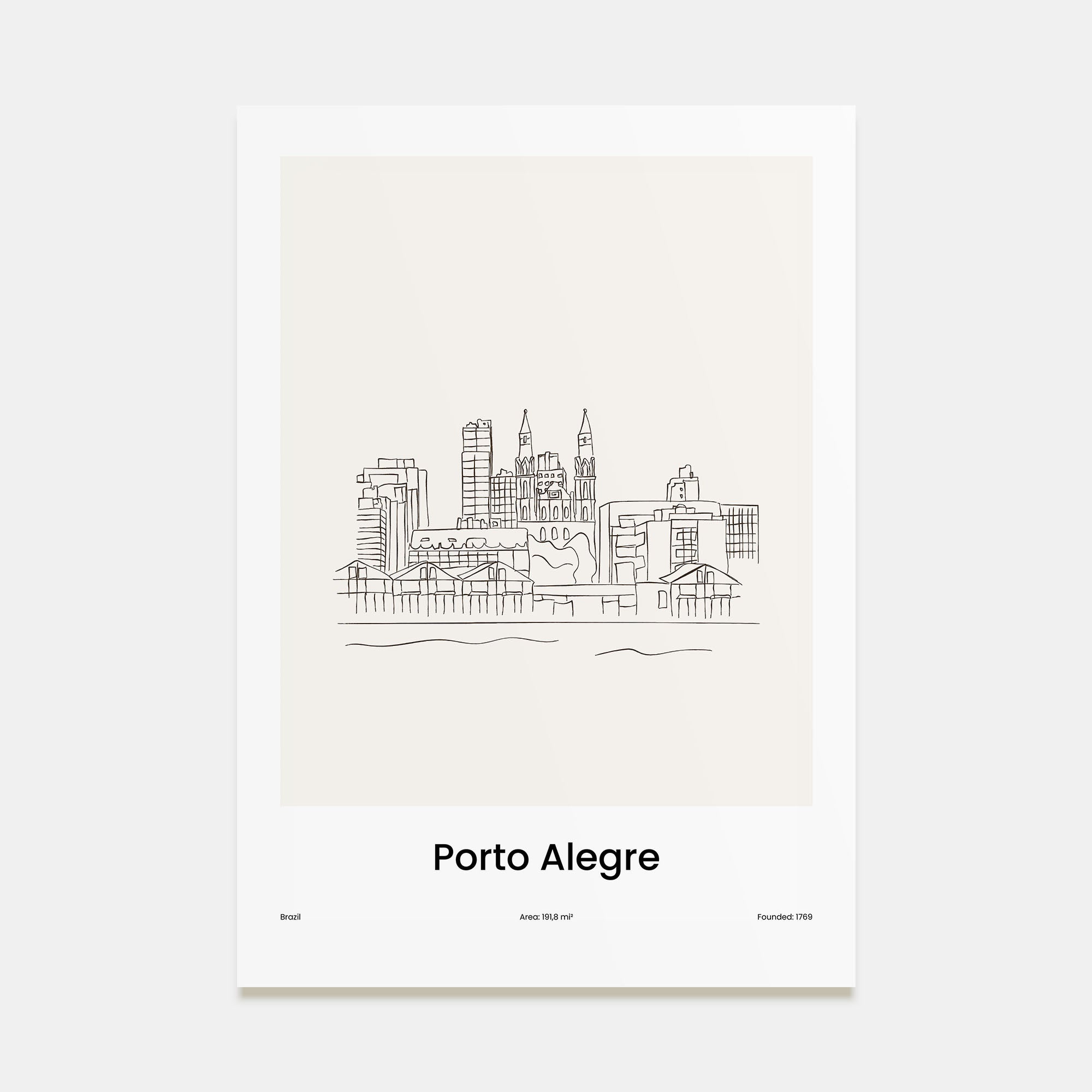 Porto Alegre Drawn Poster