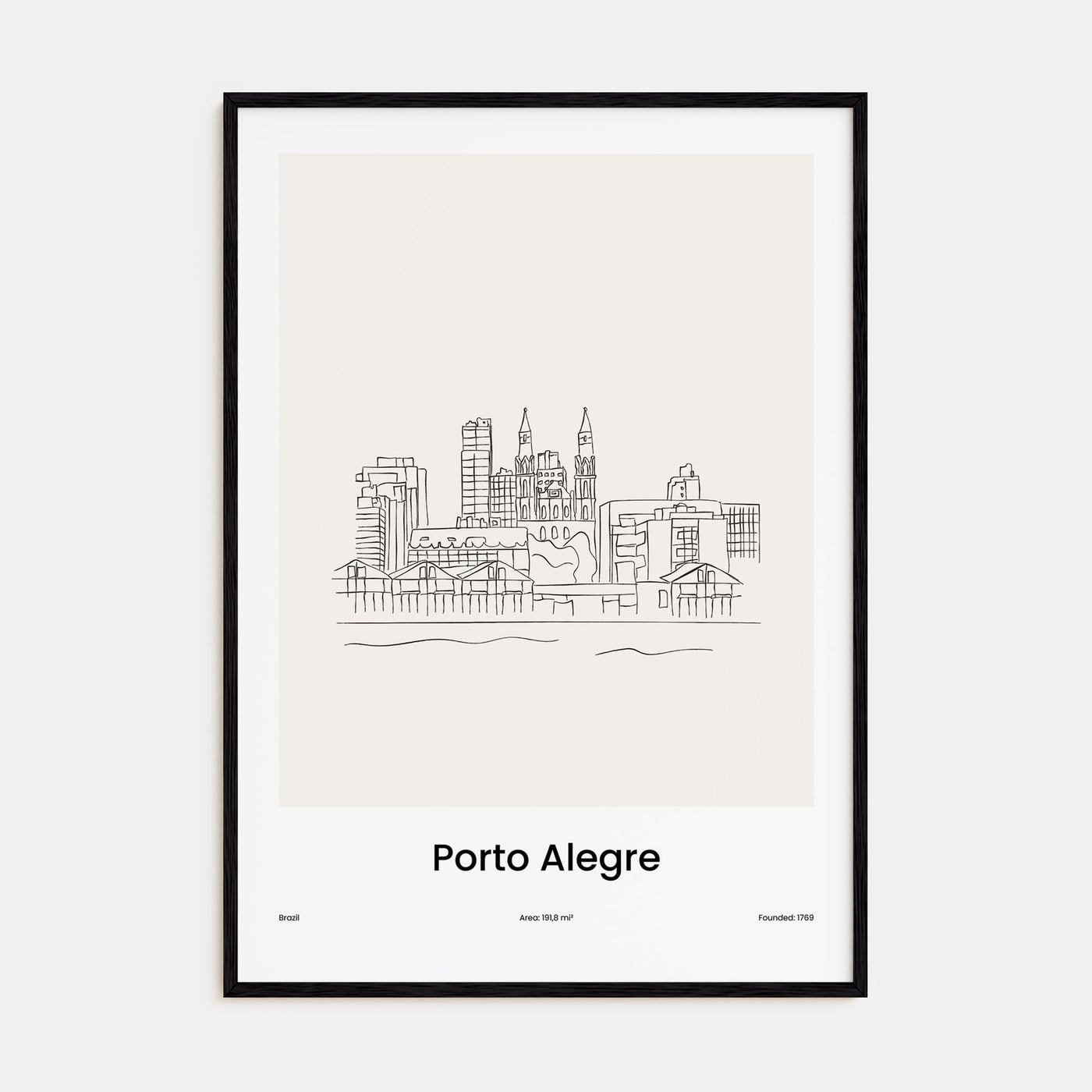 Porto Alegre Drawn Poster