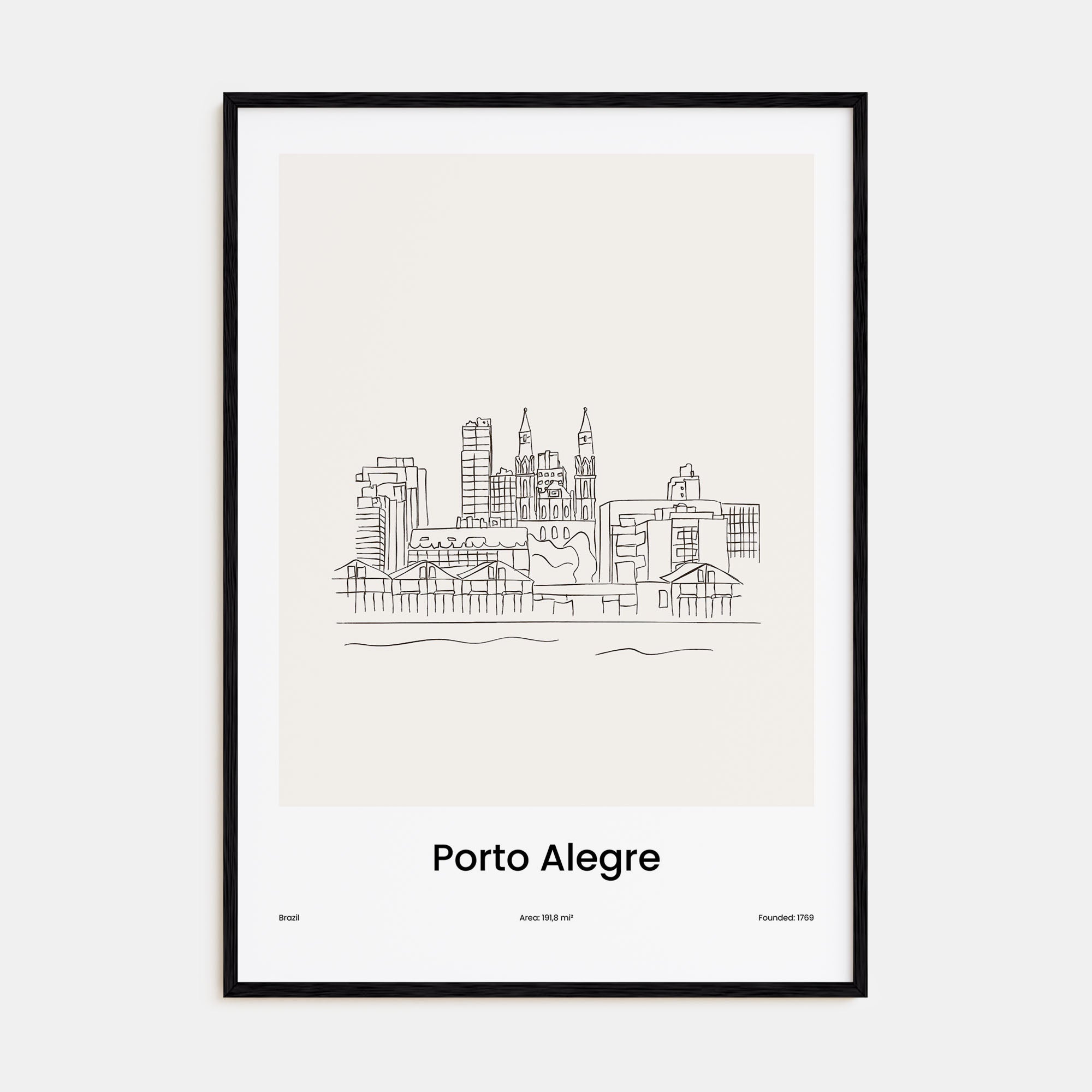 Porto Alegre Drawn Poster