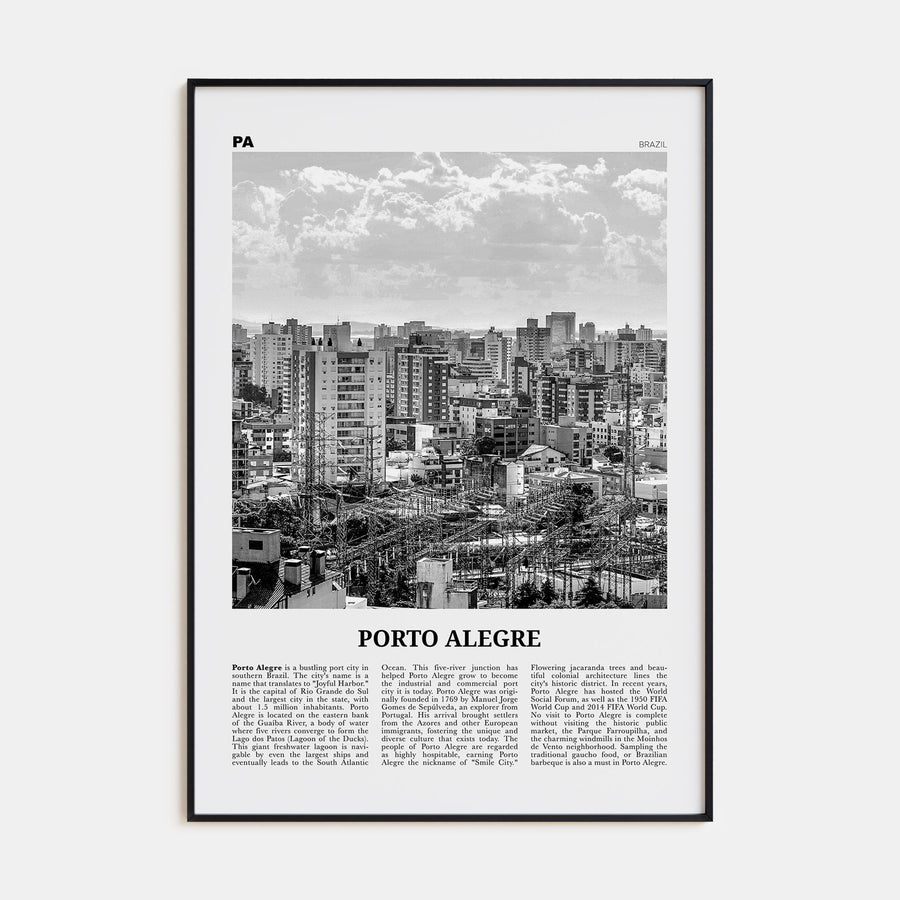 Porto Alegre Travel B&W Poster
