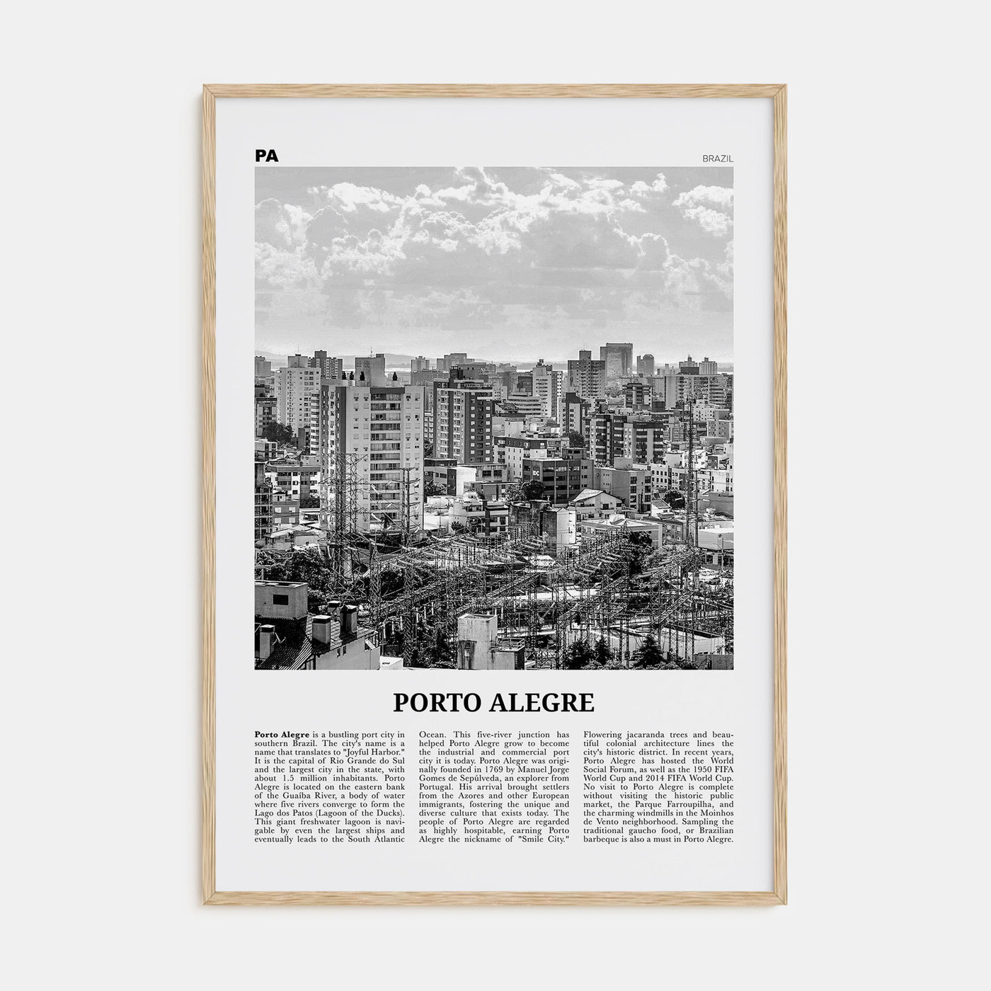 Porto Alegre Travel B&W Poster