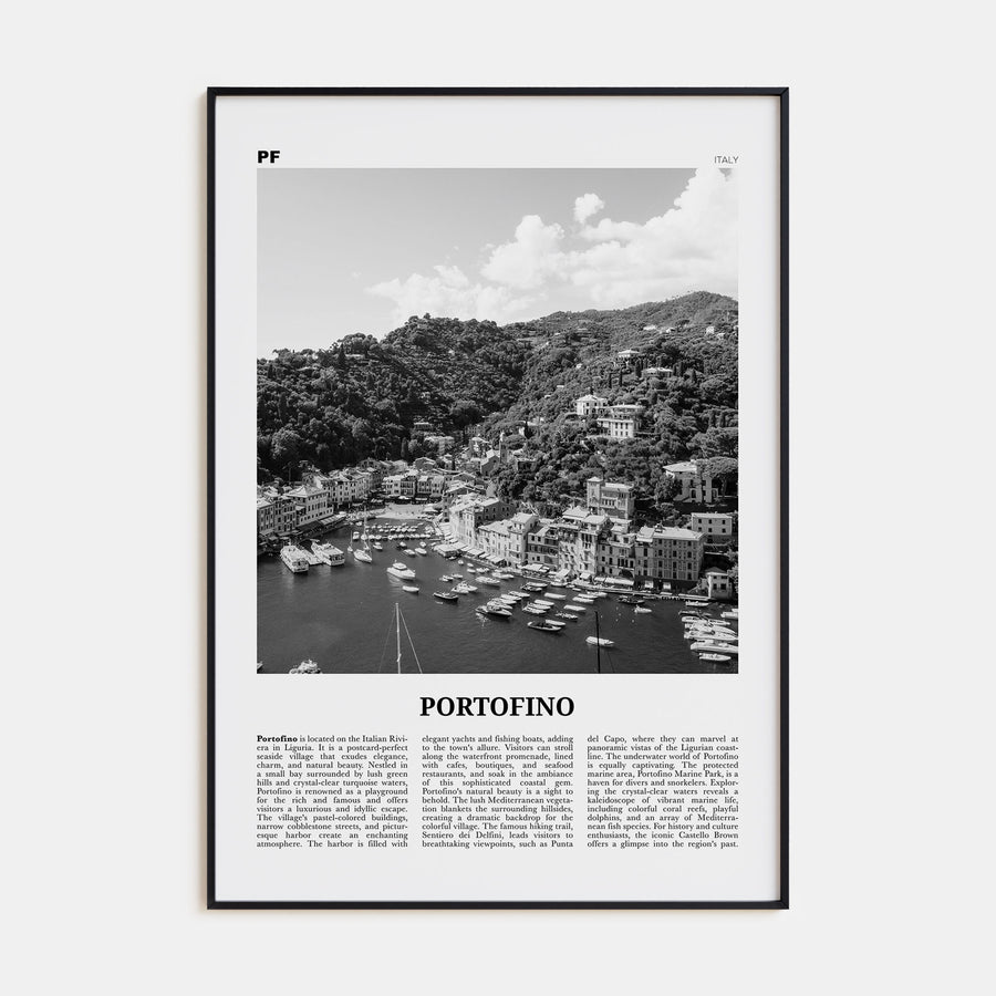Portofino Travel B&W Poster