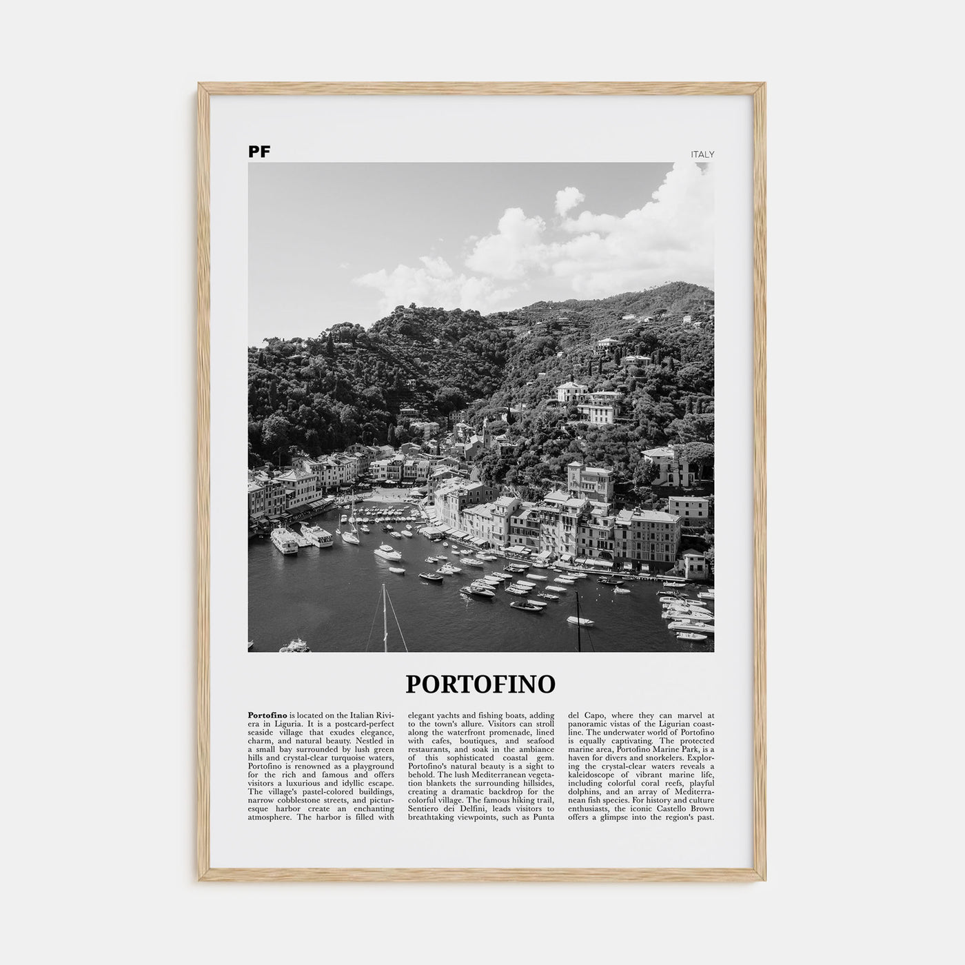 Portofino Travel B&W Poster