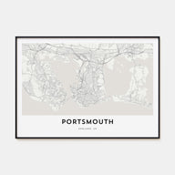 Portsmouth, England Map Landscape Poster