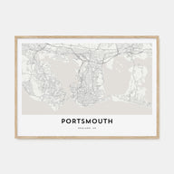 Portsmouth, England Map Landscape Poster