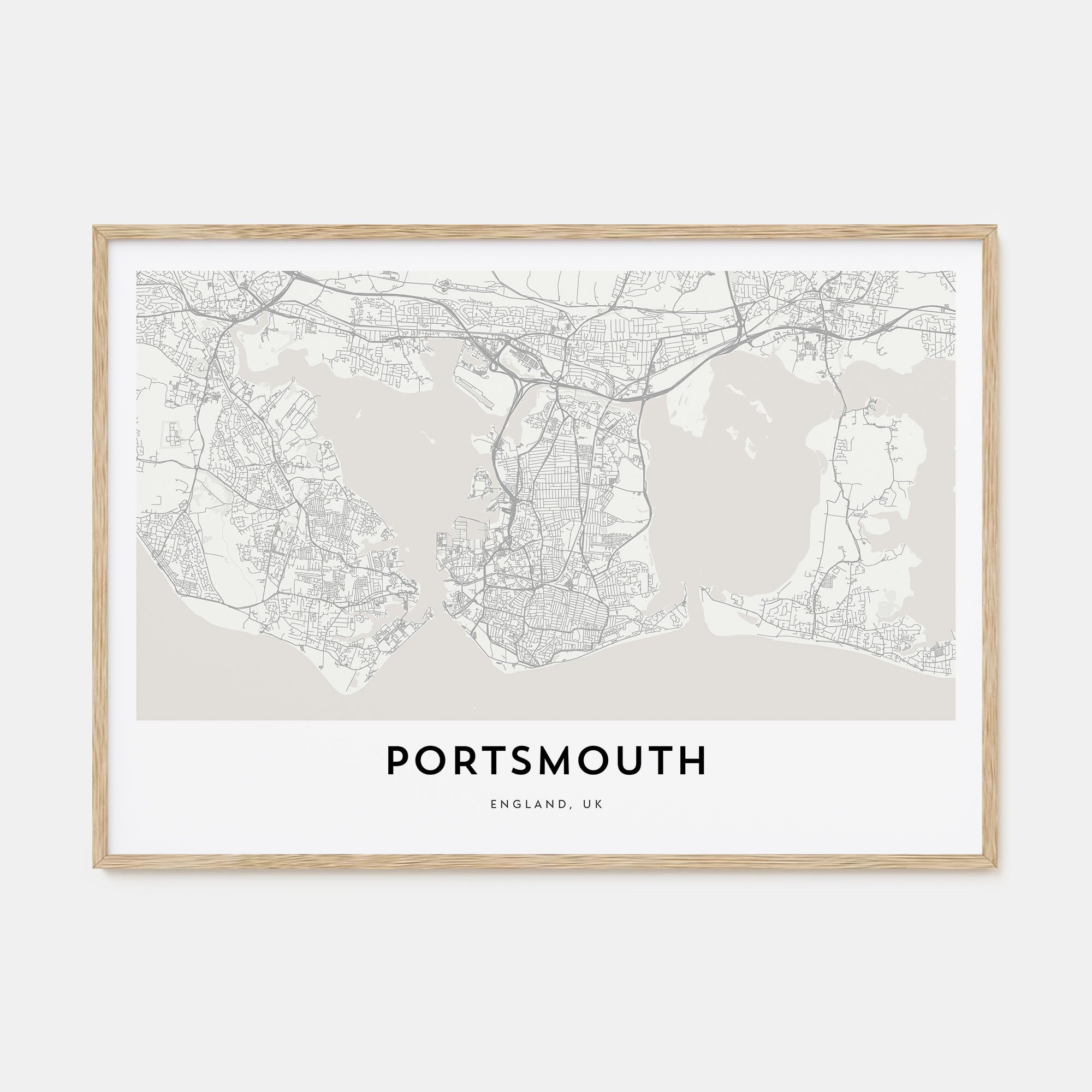 Portsmouth, England Map Landscape Poster