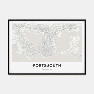 Portsmouth, England Map Landscape Poster