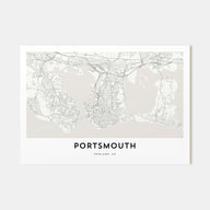 Portsmouth, England Map Landscape Poster